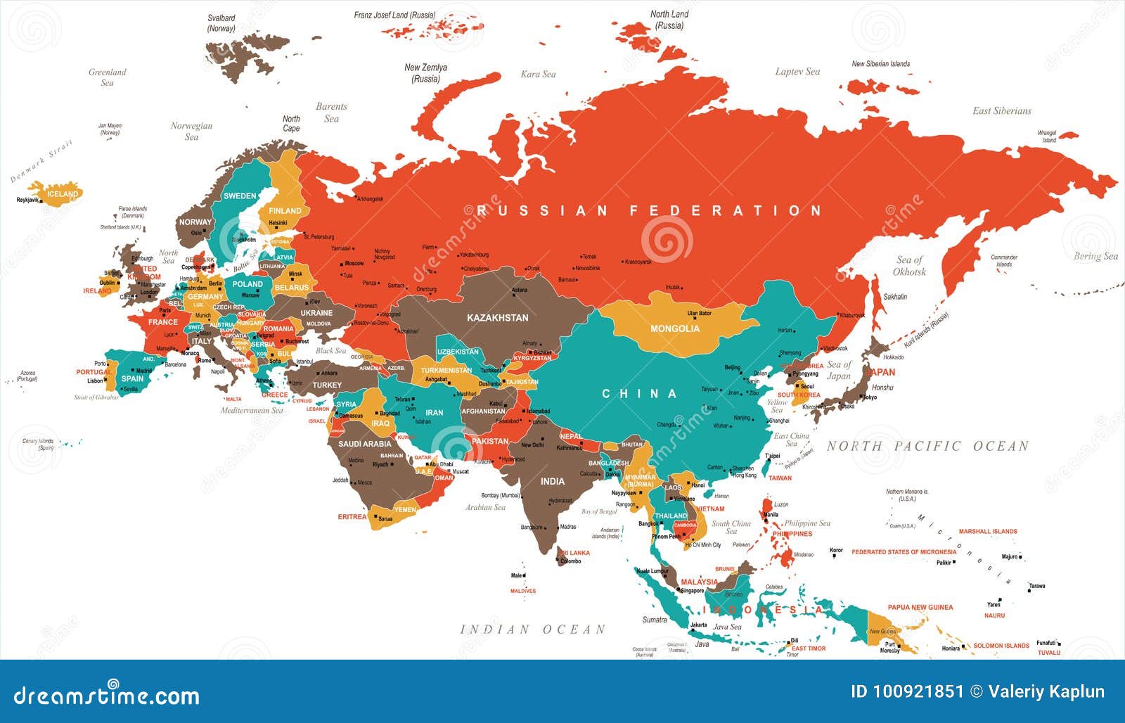 Eurasia Europa Russia China India Indonesia Thailand Map