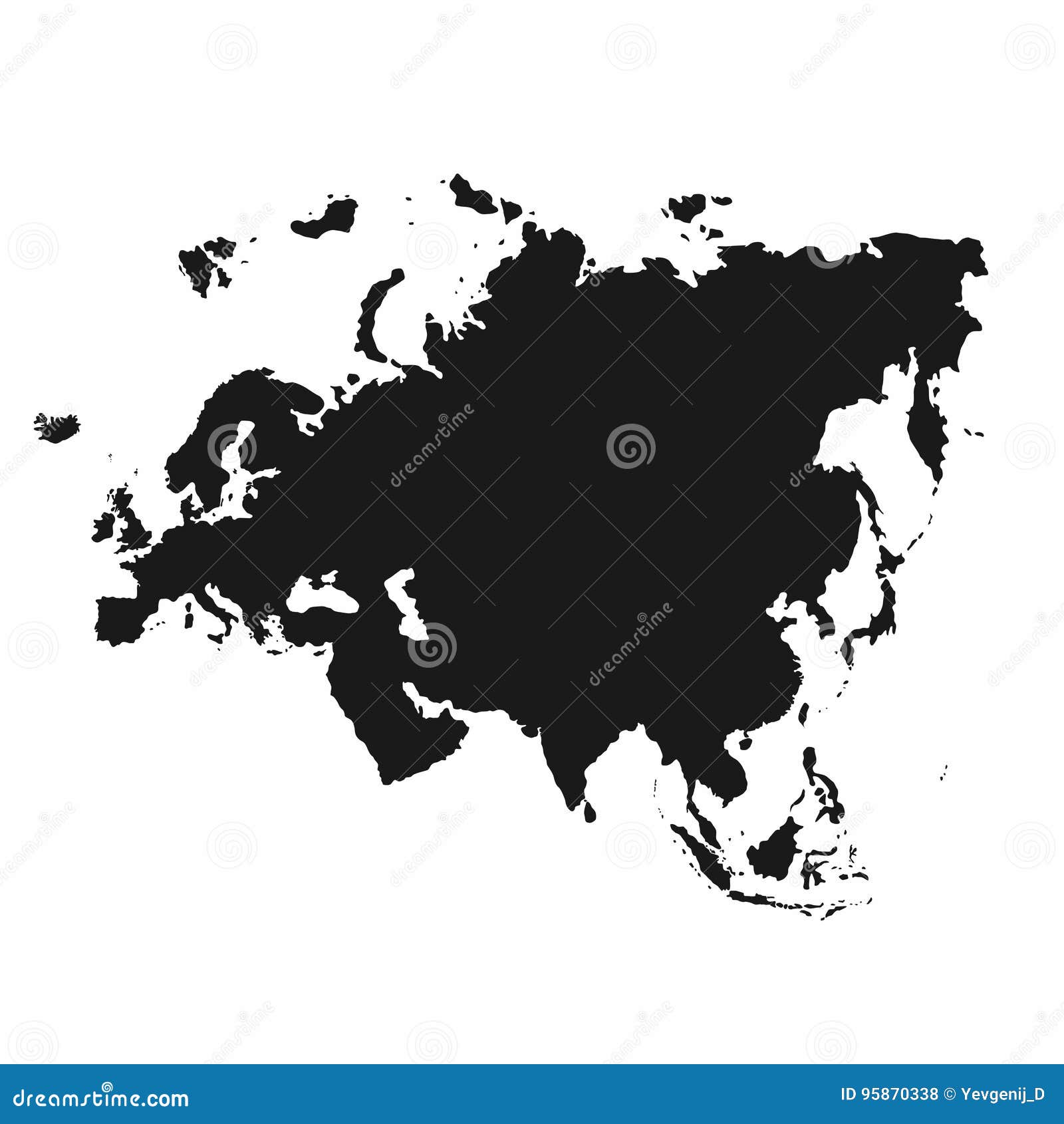 eurasia map. monochrome eurasia continent icon. europe and asia map