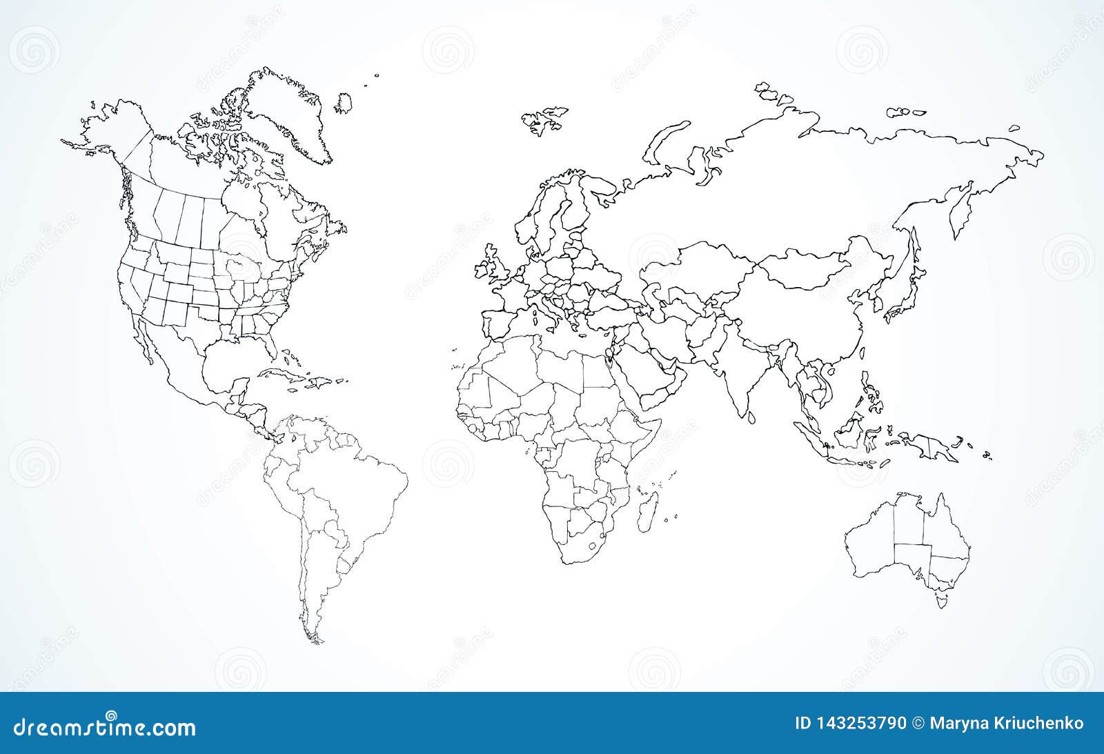 Карта мира с контурами стран