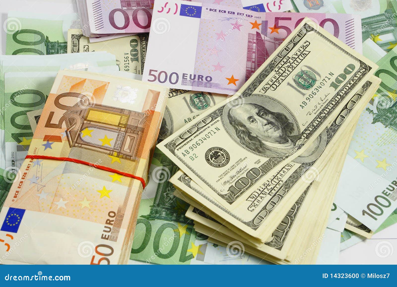 Euro and american money stock photo