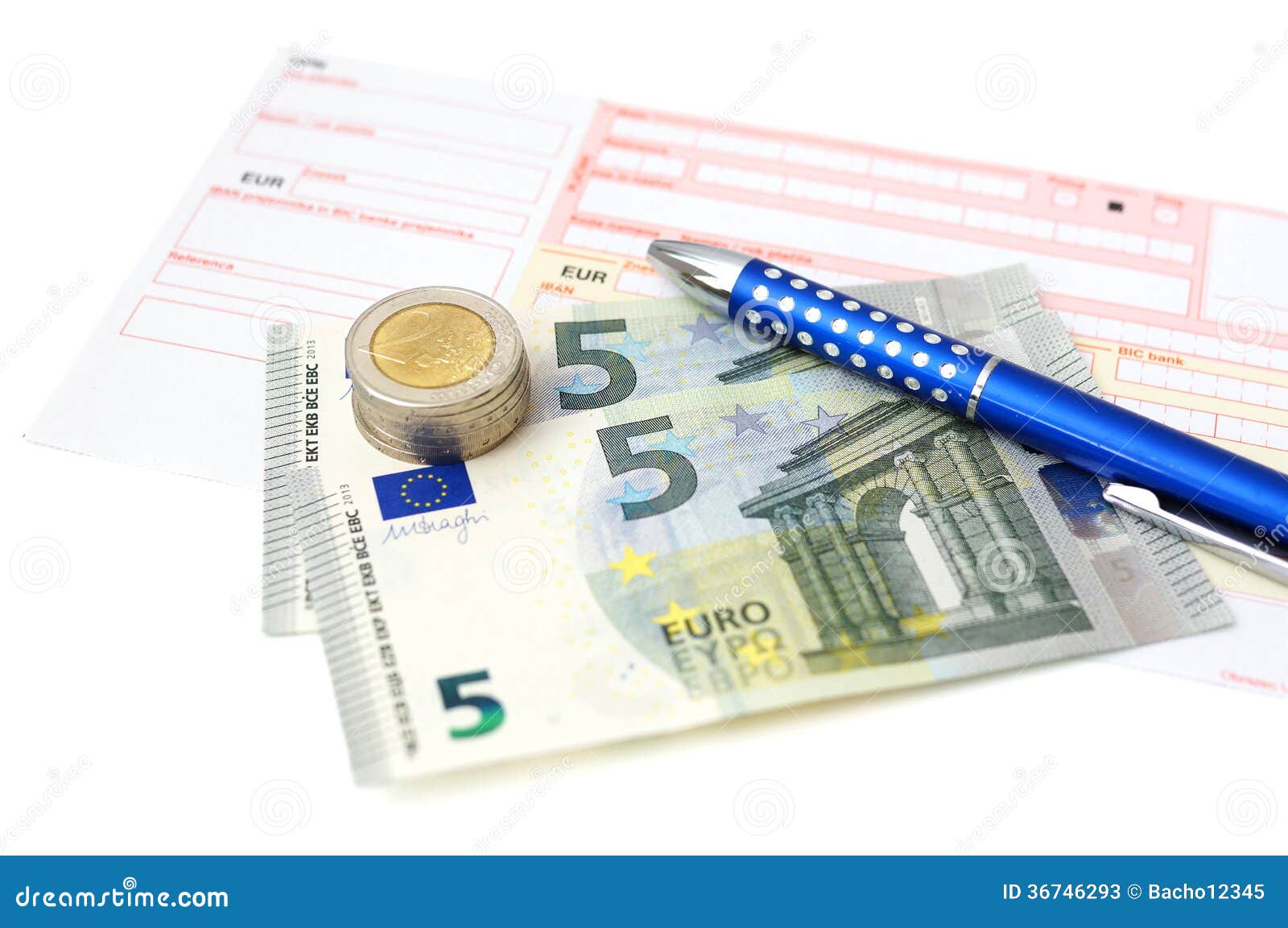 Euro Bank Transfer with Money, Slip, Pen Stock Image - Image of slip, iban:  36746293