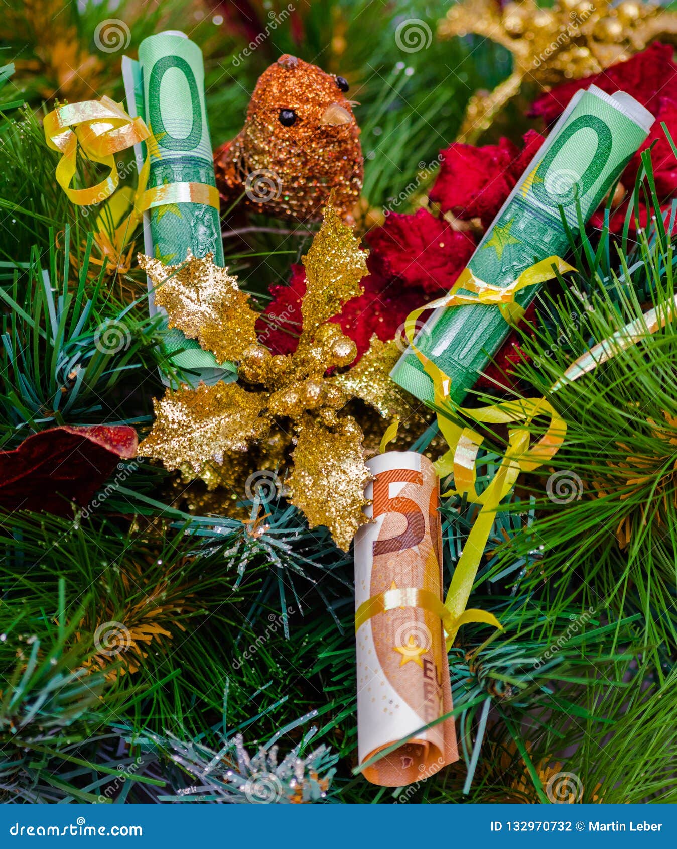 Euro Bills Christmas Tree Decoration Stock Photo Image of view