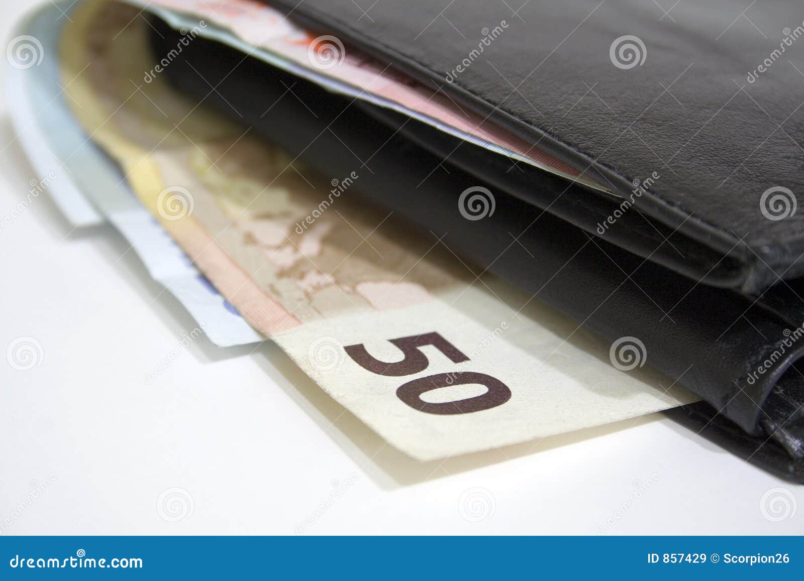 Euro bills in wallet stock image. Image of close, money - 857429