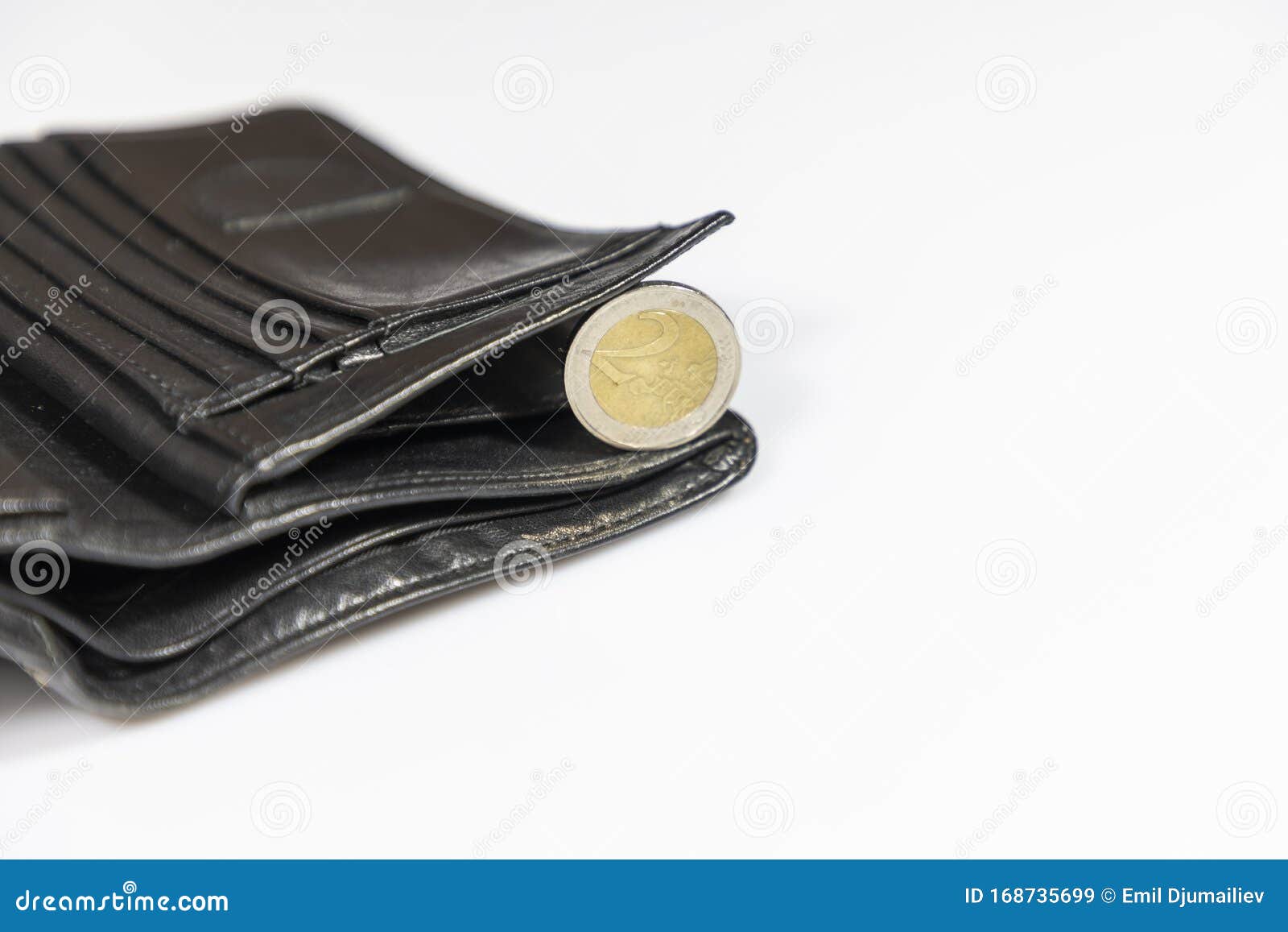 Euro Coin in Black Leather Wallet Stock Image Image of cash, banner 168735699