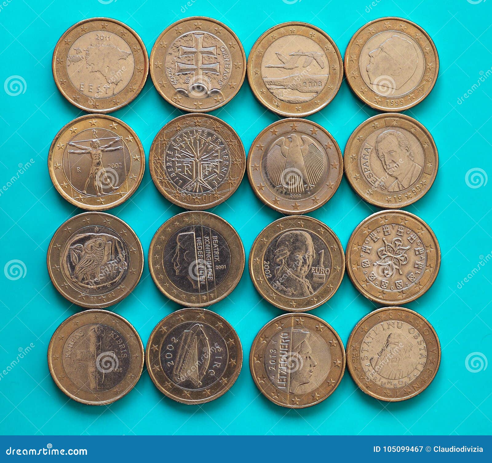 1 Euro Coin, European Union Stock Image - Image of green, euros