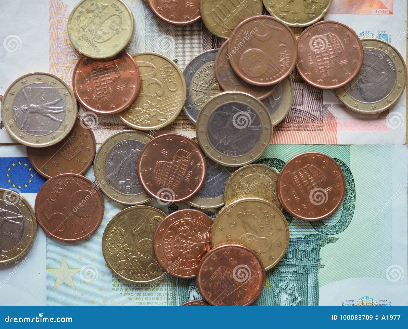 Euro Coins Released by Different Countries Stock Image Image of