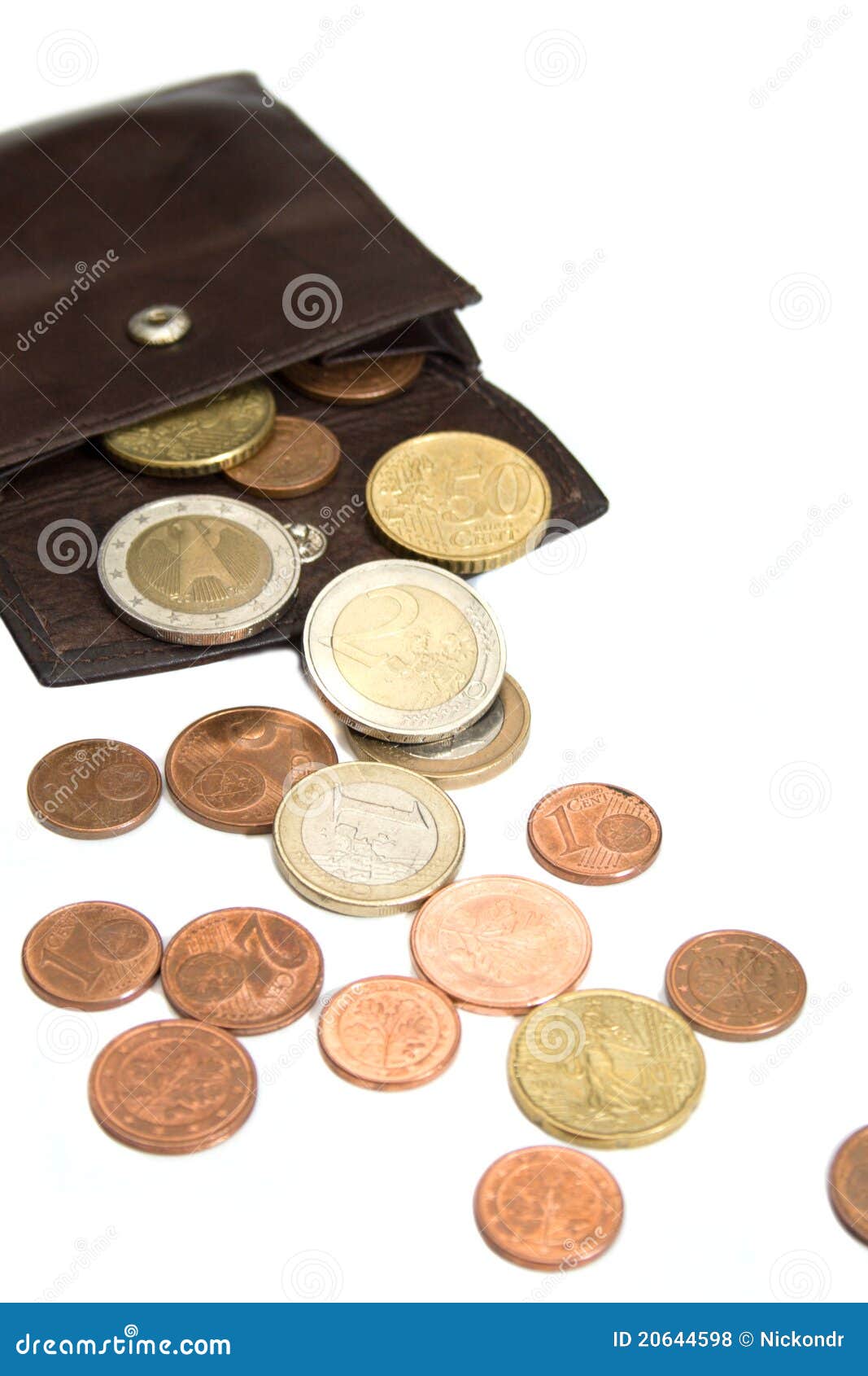 Euro coins and wallet stock photo. Image of tender, side 20644598