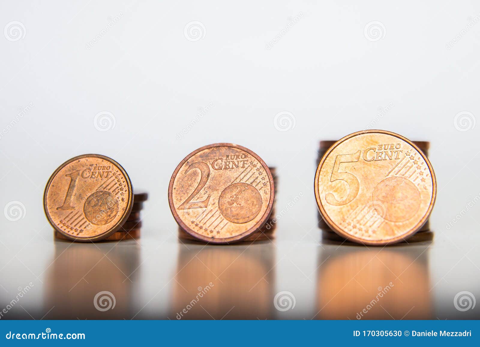 euro coins on a white backgronund