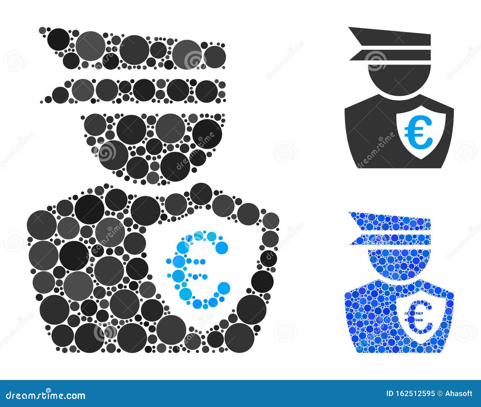 euro commissioner composition icon of spheric items