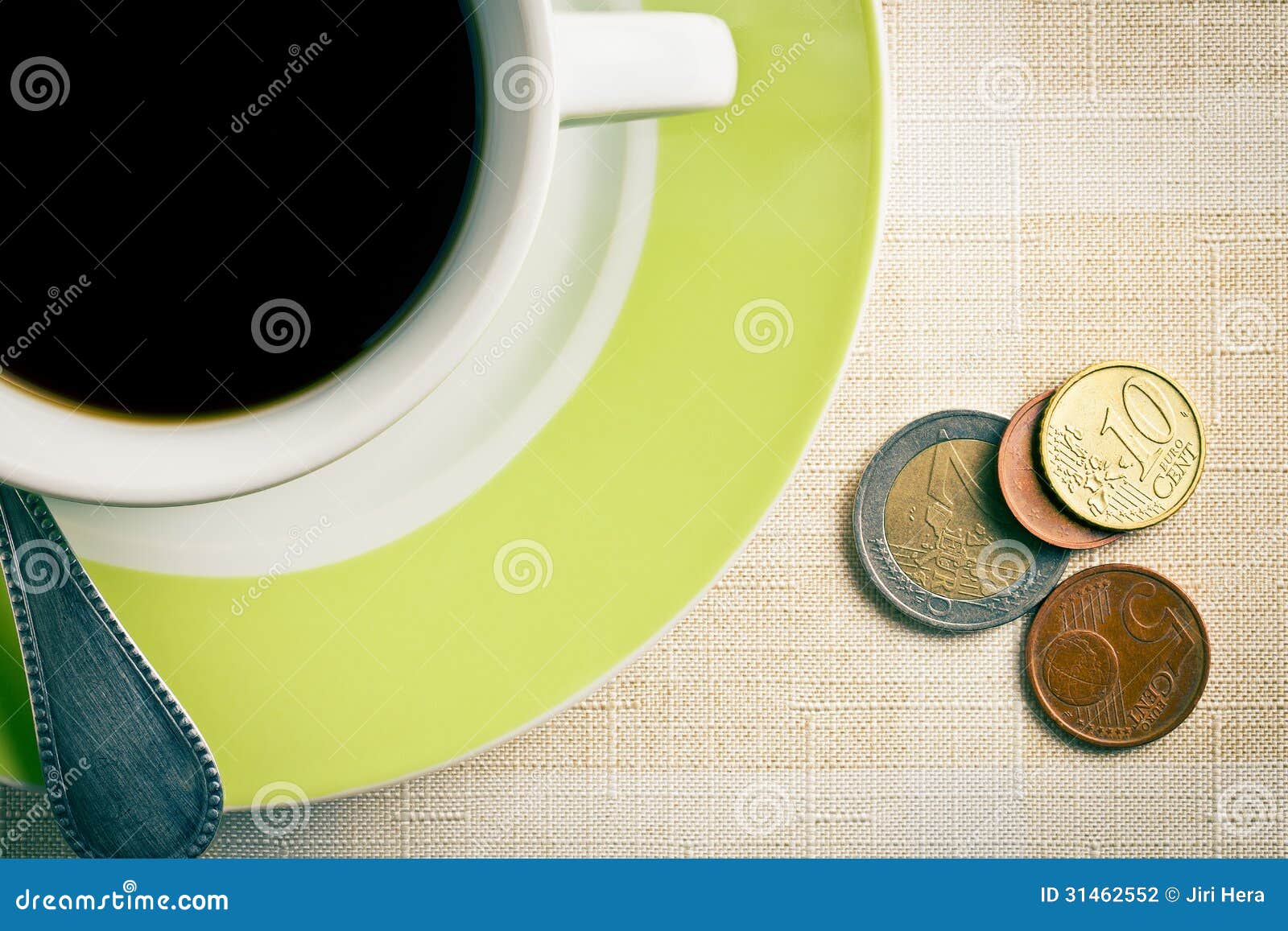Euro Currency and Coffee Cup Stock Photo Image of spoon, restaurant