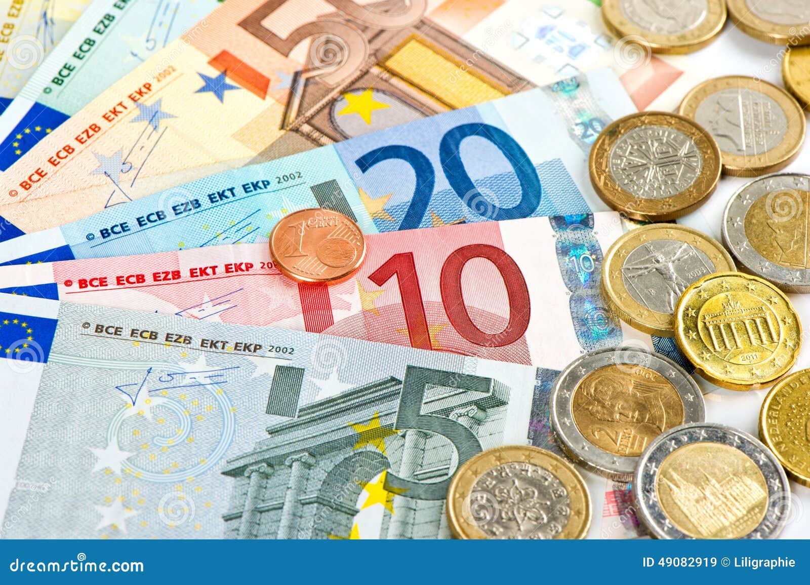 euro currency. coins and banknotes. cash money