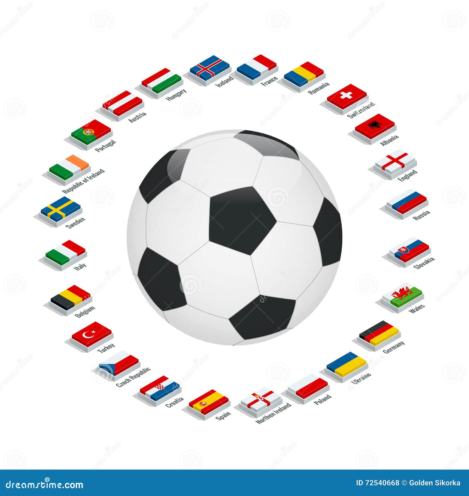 Euro 2016 France. Vector Flags And Groups. European Football ...
