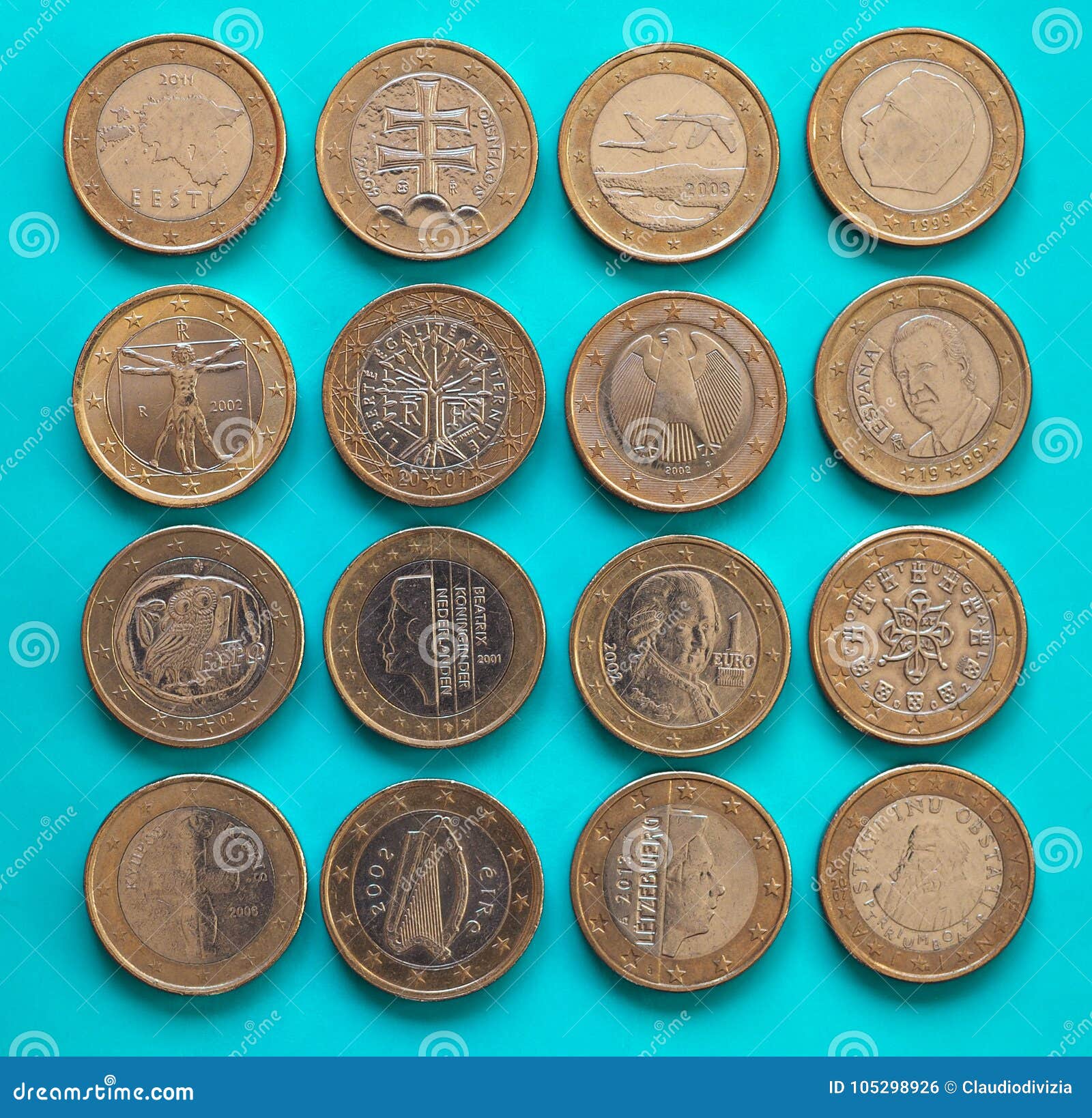 1 Euro Moneta, Unione Europea Fotografia Stock - Immagine di