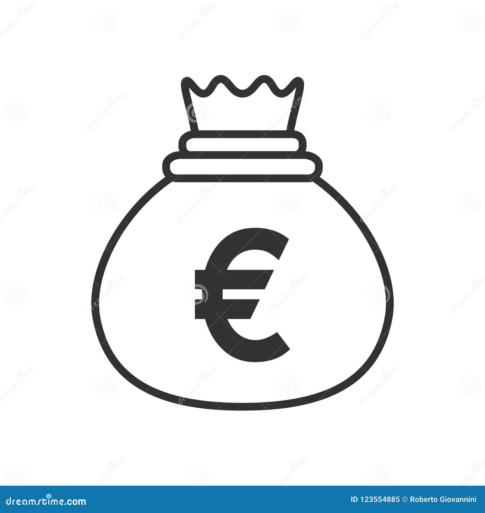 Euro Money Bag Outline Flat Icon On White Stock Vector - 