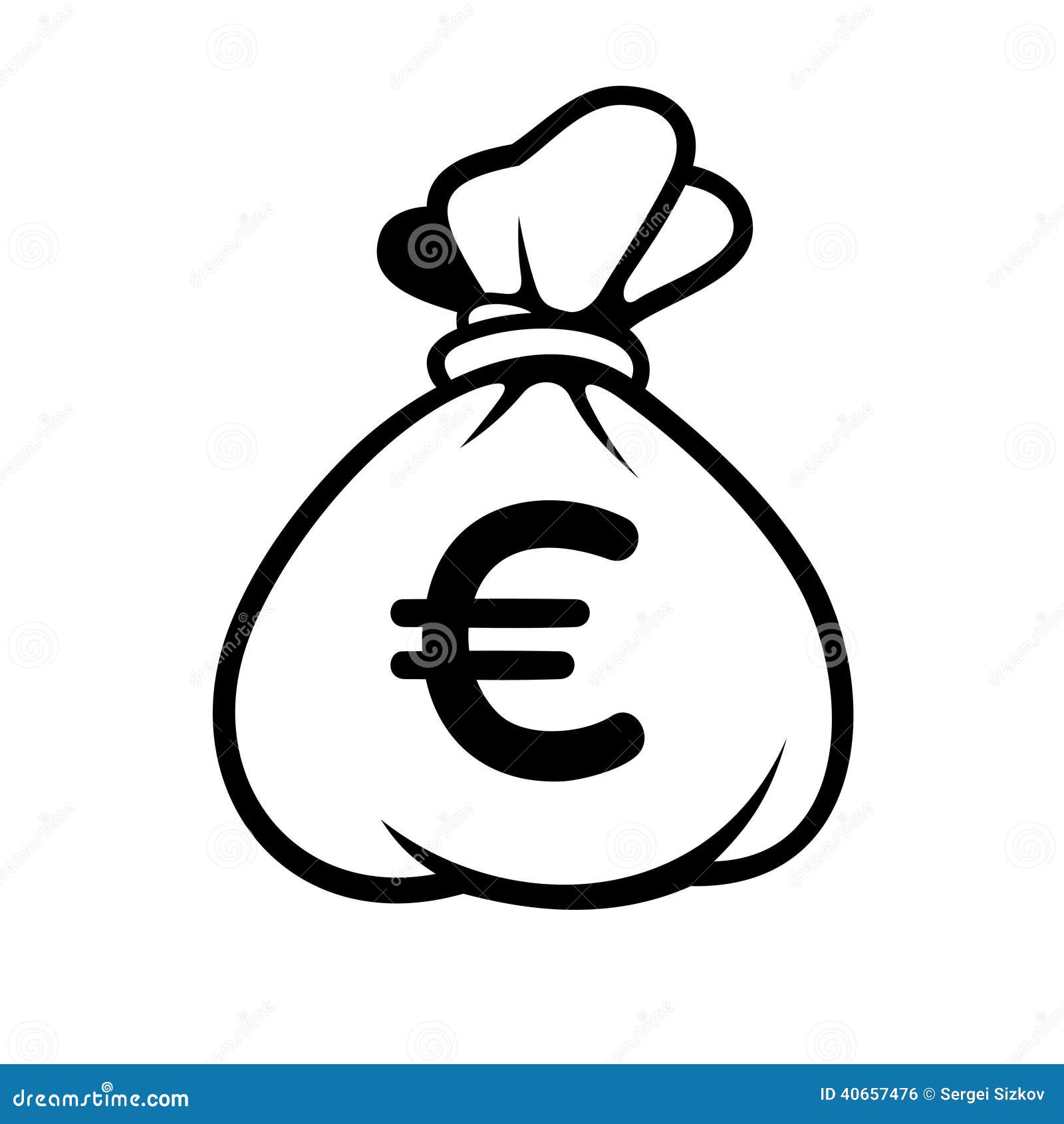 euro money icon with bag. .