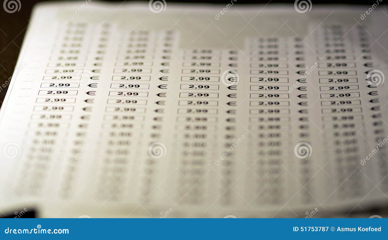 2,99 euro price tags stock image. Image of sheet, paper 51753787