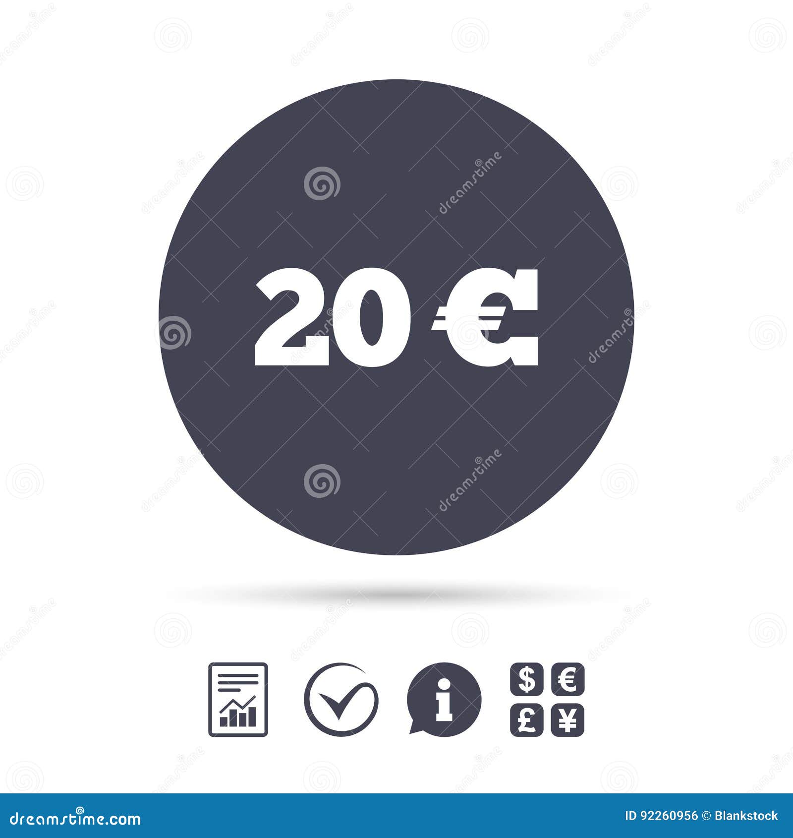 20 Euro Sign Icon. EUR Currency Symbol Stock Vector - Illustration