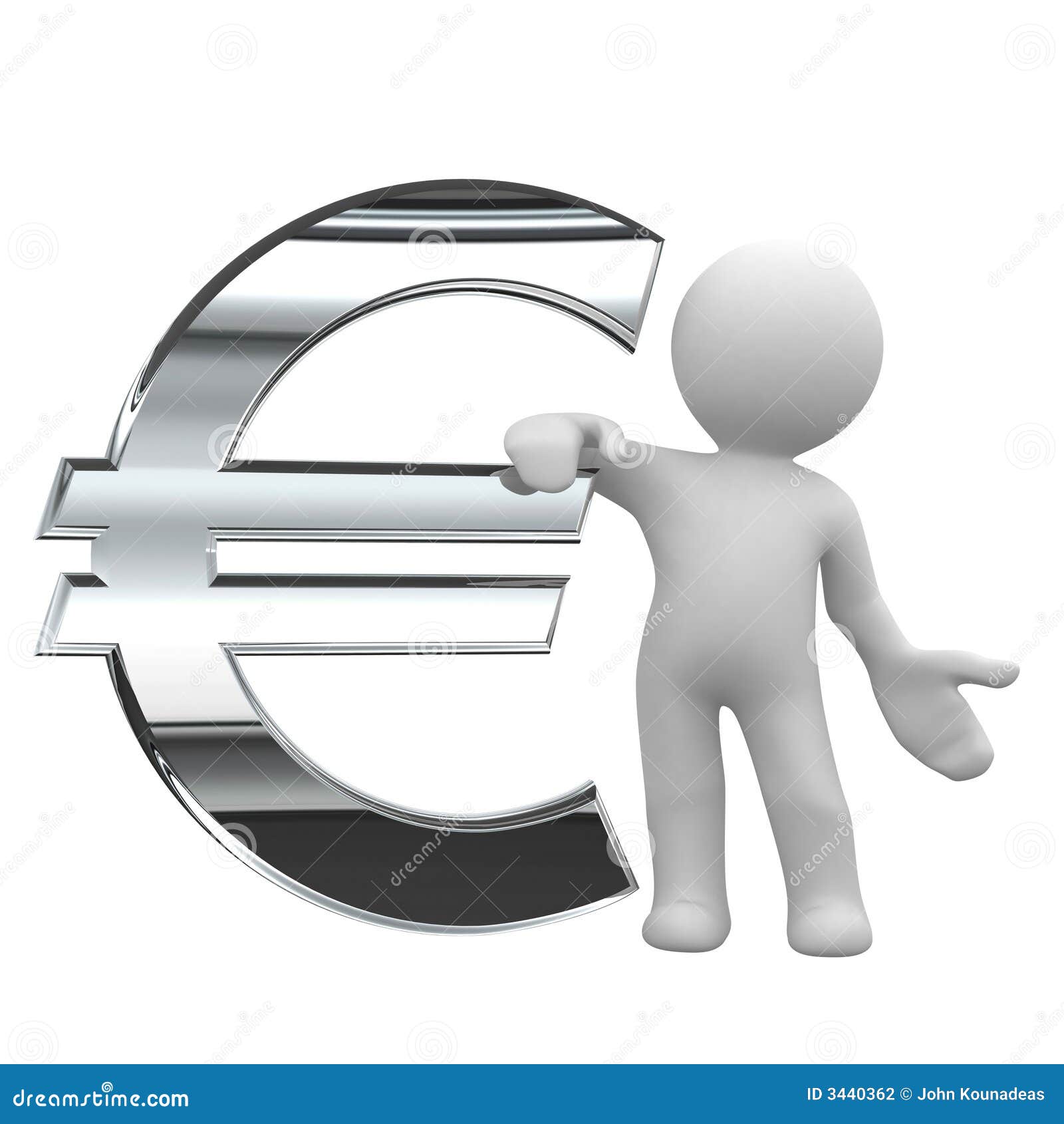 Euro- símbolo do cromo. 3d pouco sustento humano um símbolo do euro do chrom
