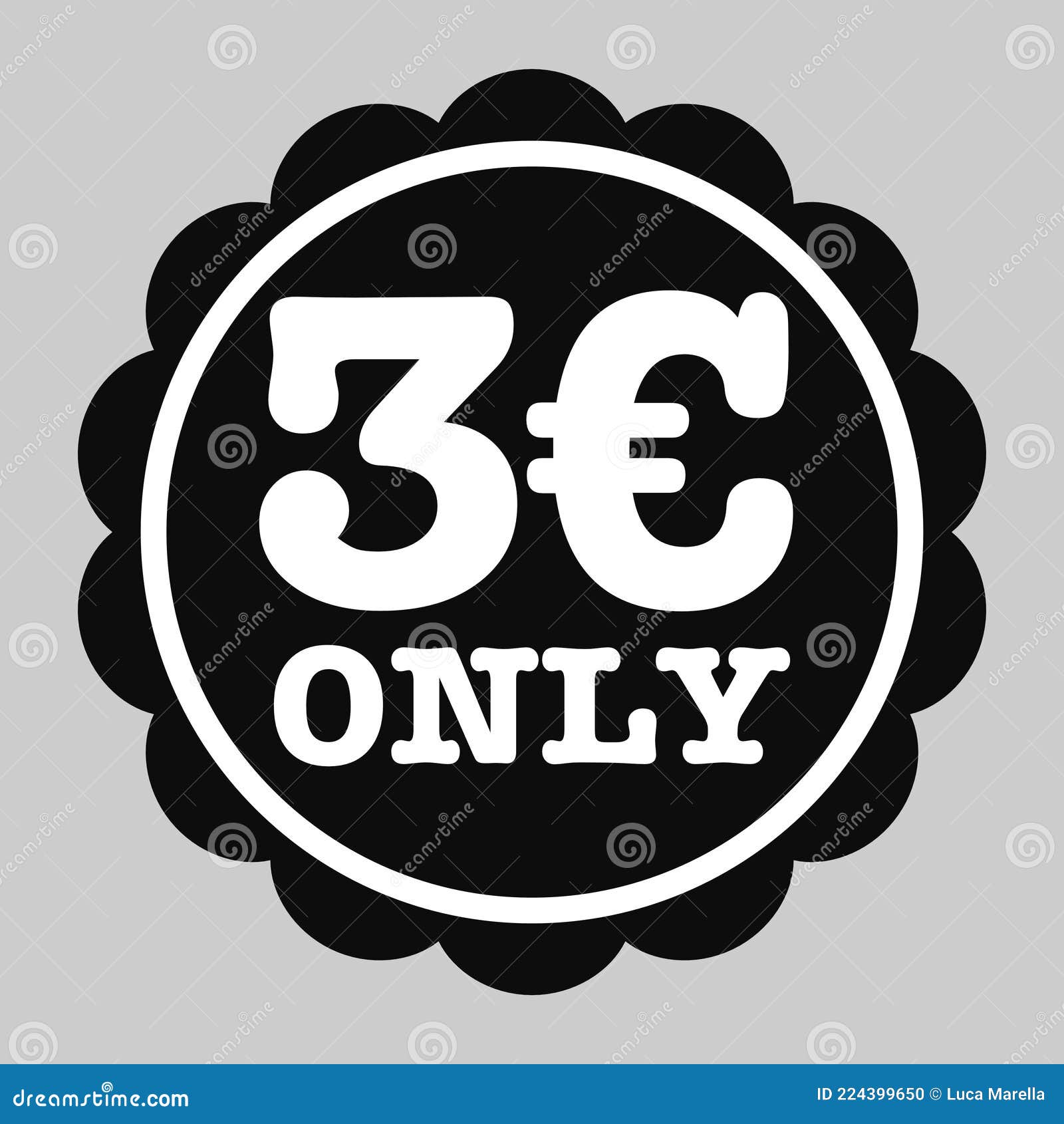 3 Euro only Badge Illustration Stock Vector - Illustration of sign,  currency: 224399650