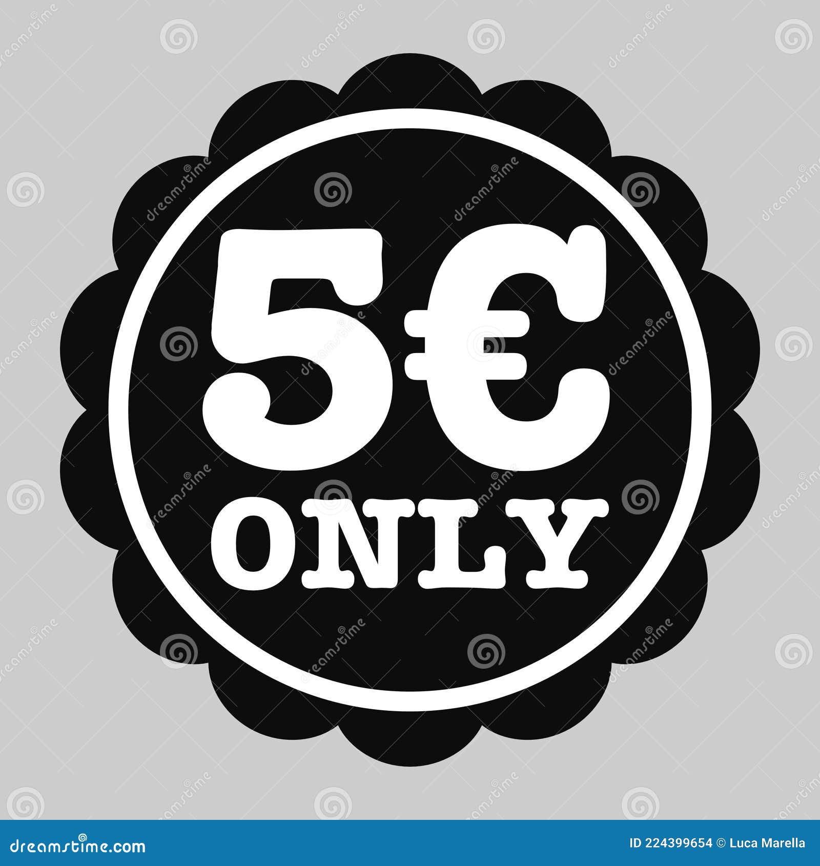 5 Euro only Badge Illustration Stock Vector - Illustration of