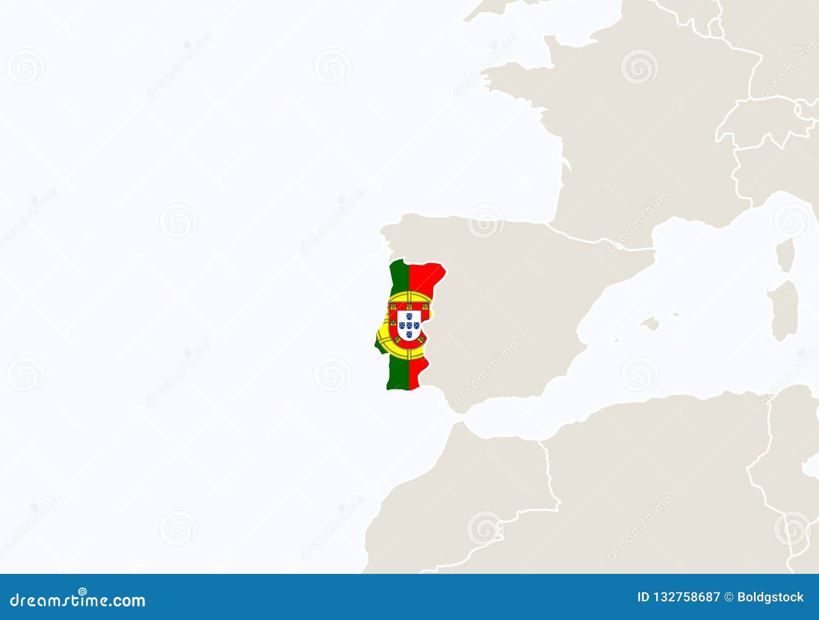 Mapa da europa com o mapa destacado de portugal