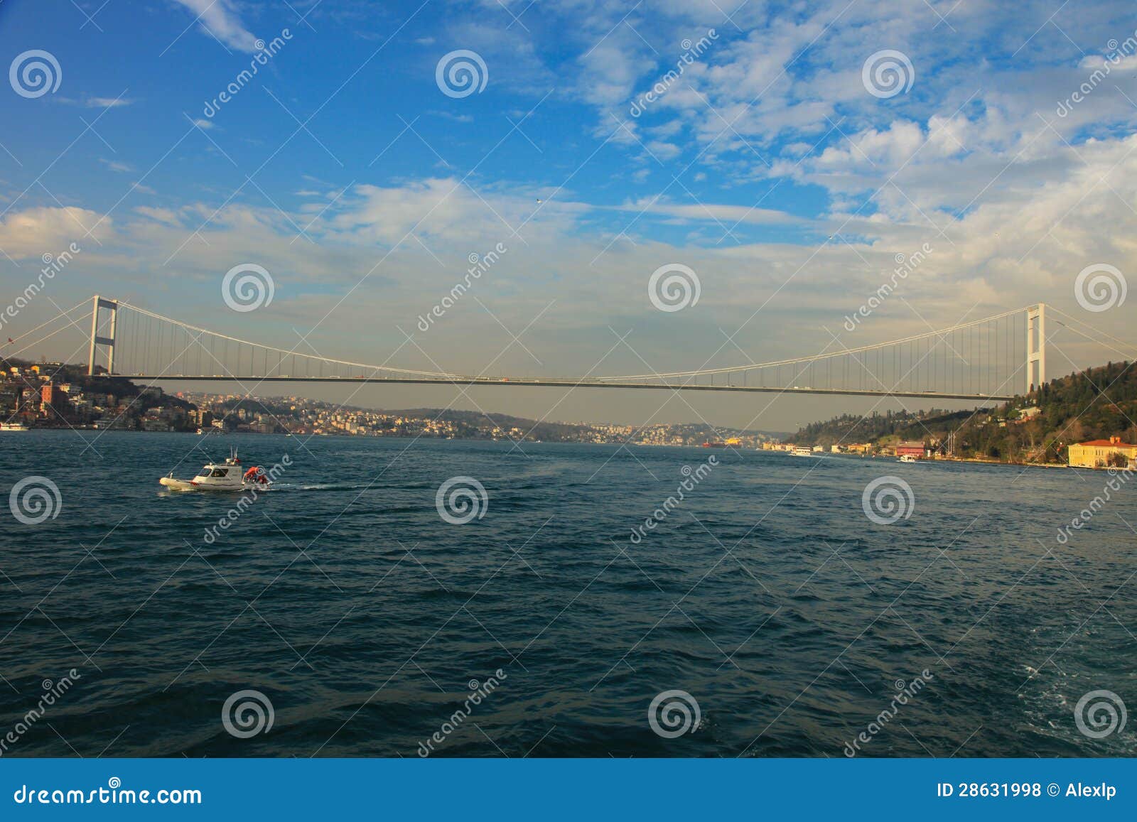 Europe-Asia continental bridge. The Bosphorus Bridge connecting Europe and Asia.