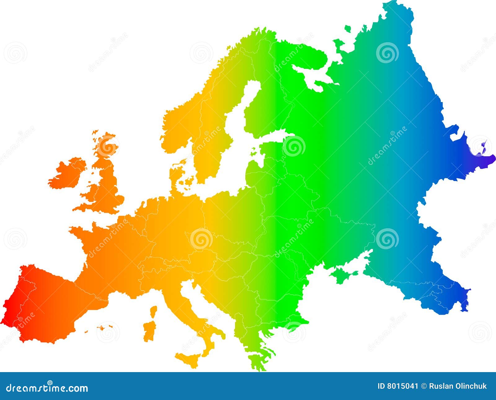 Colorful Map Of Europe Vector Outline Illustration Europe Map Scale Images