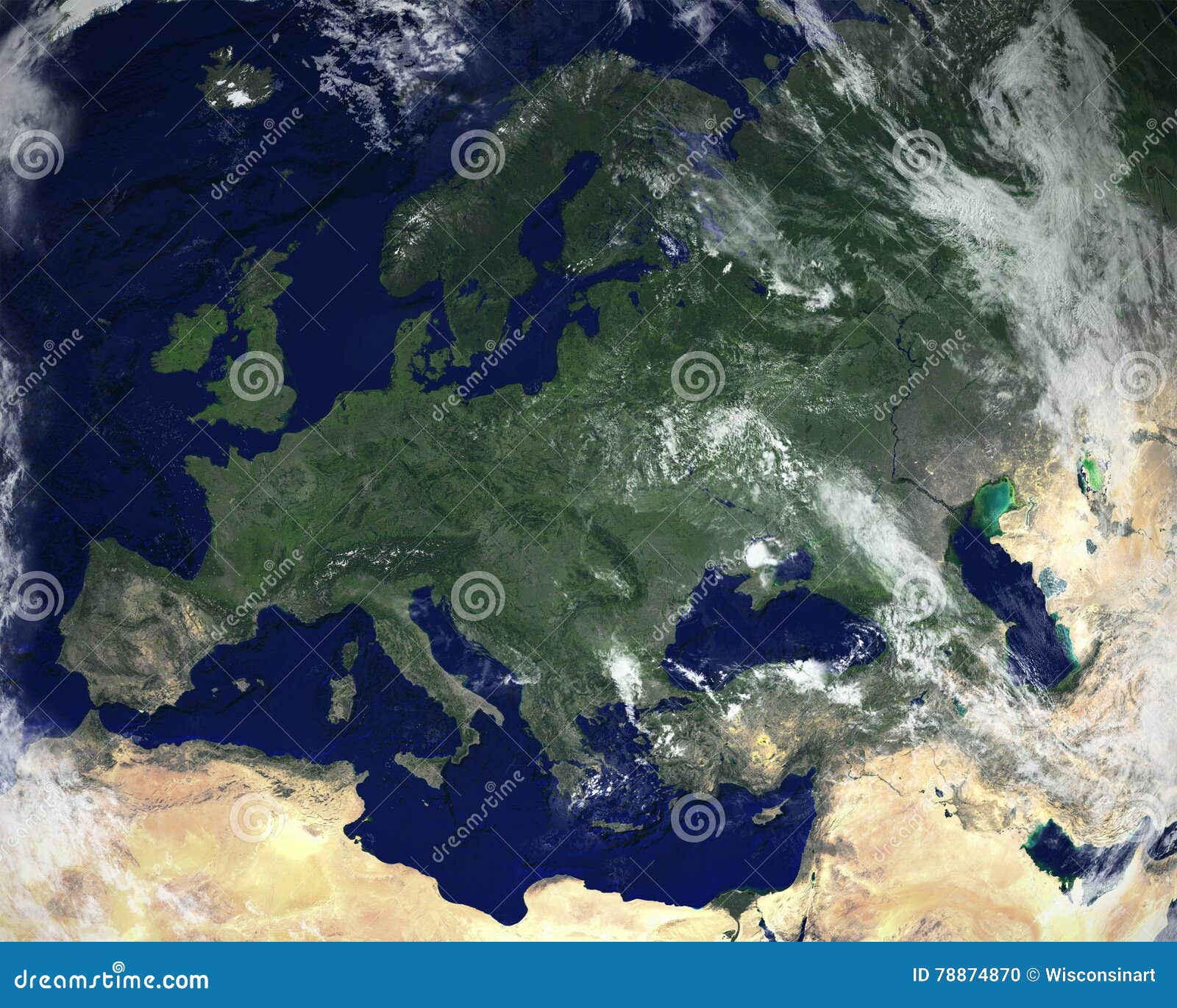 europe continent satellite space view