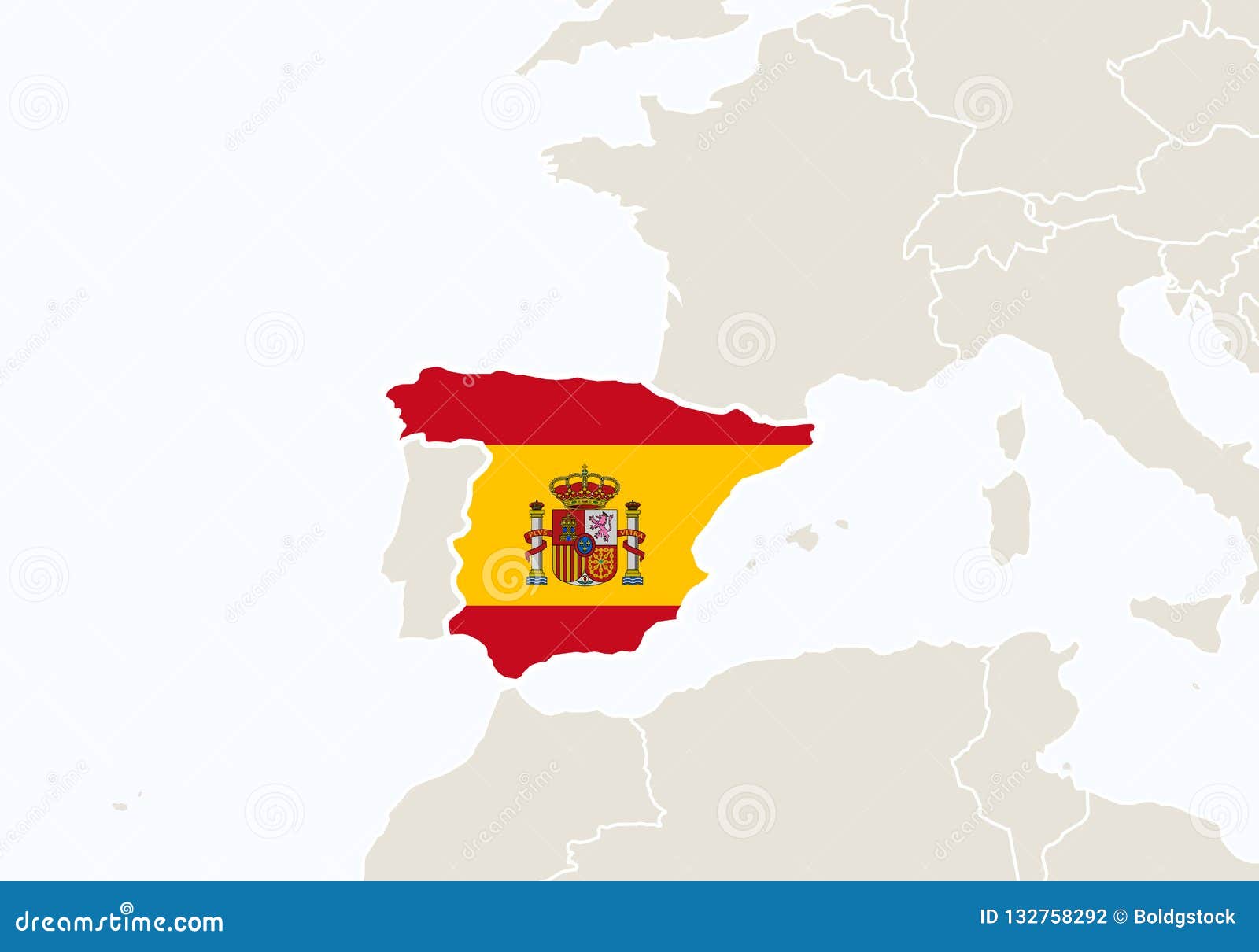 map of europe with spain highlighted Europe With Highlighted Spain Map Stock Vector Illustration Of map of europe with spain highlighted