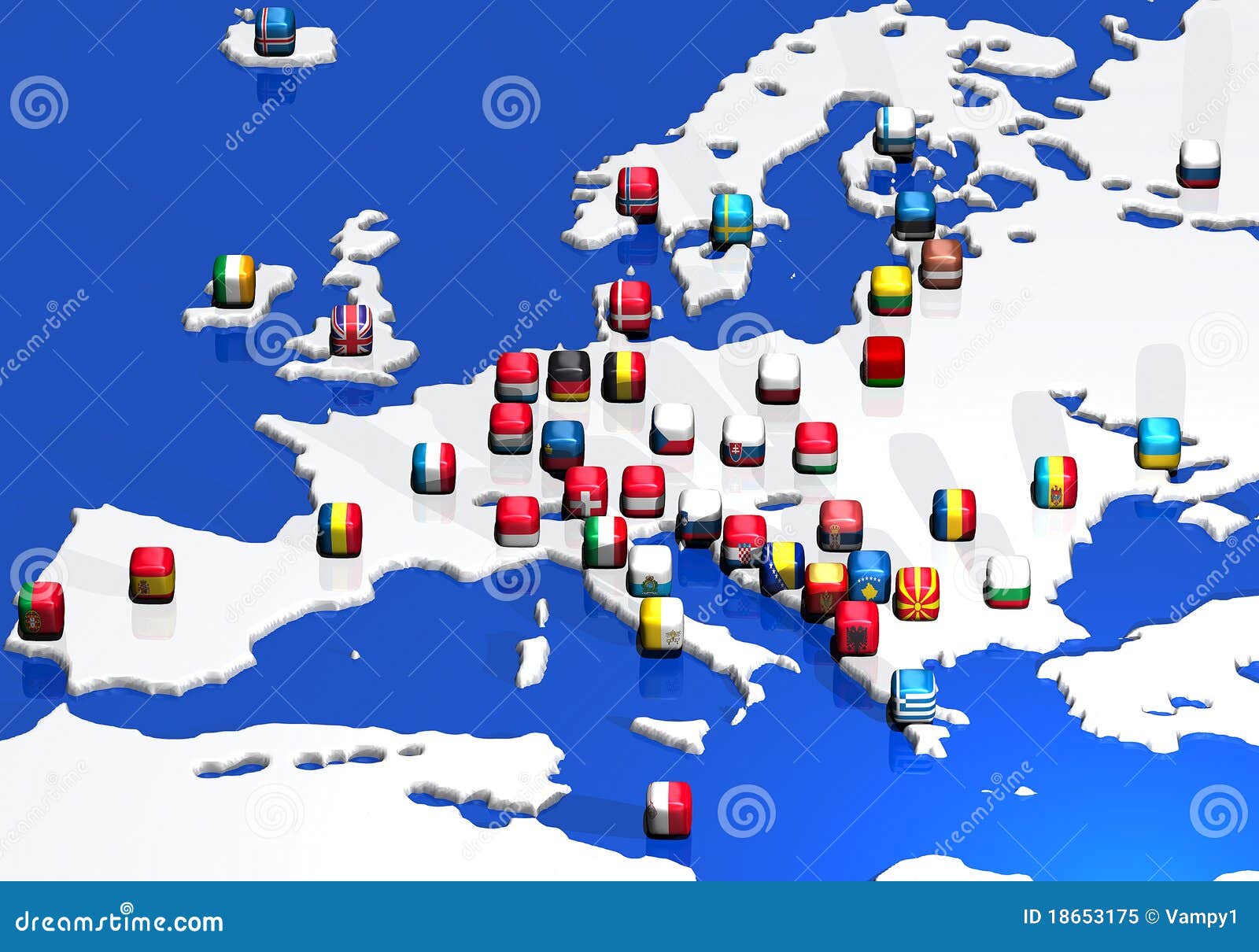 in English Flags 1art1 Carte Poster Stampa e Cornice - Political Map of Europe MDF 91 x 61cm 