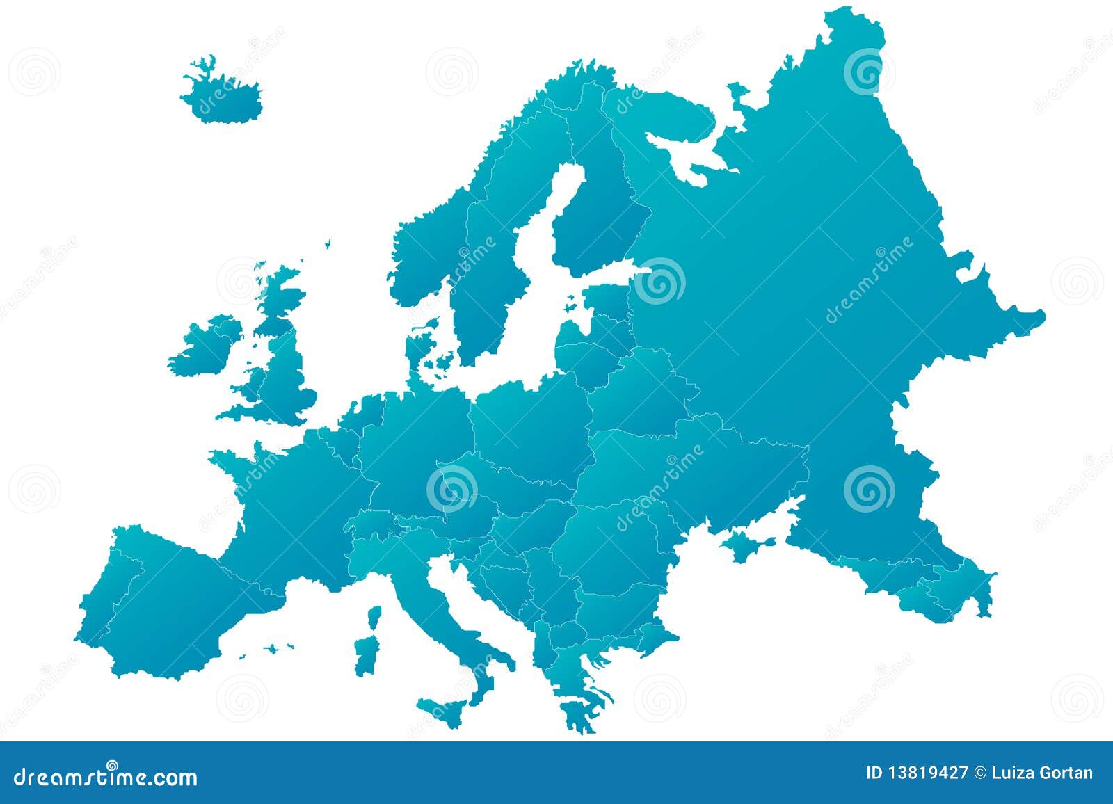 europe map highly detailed blue 