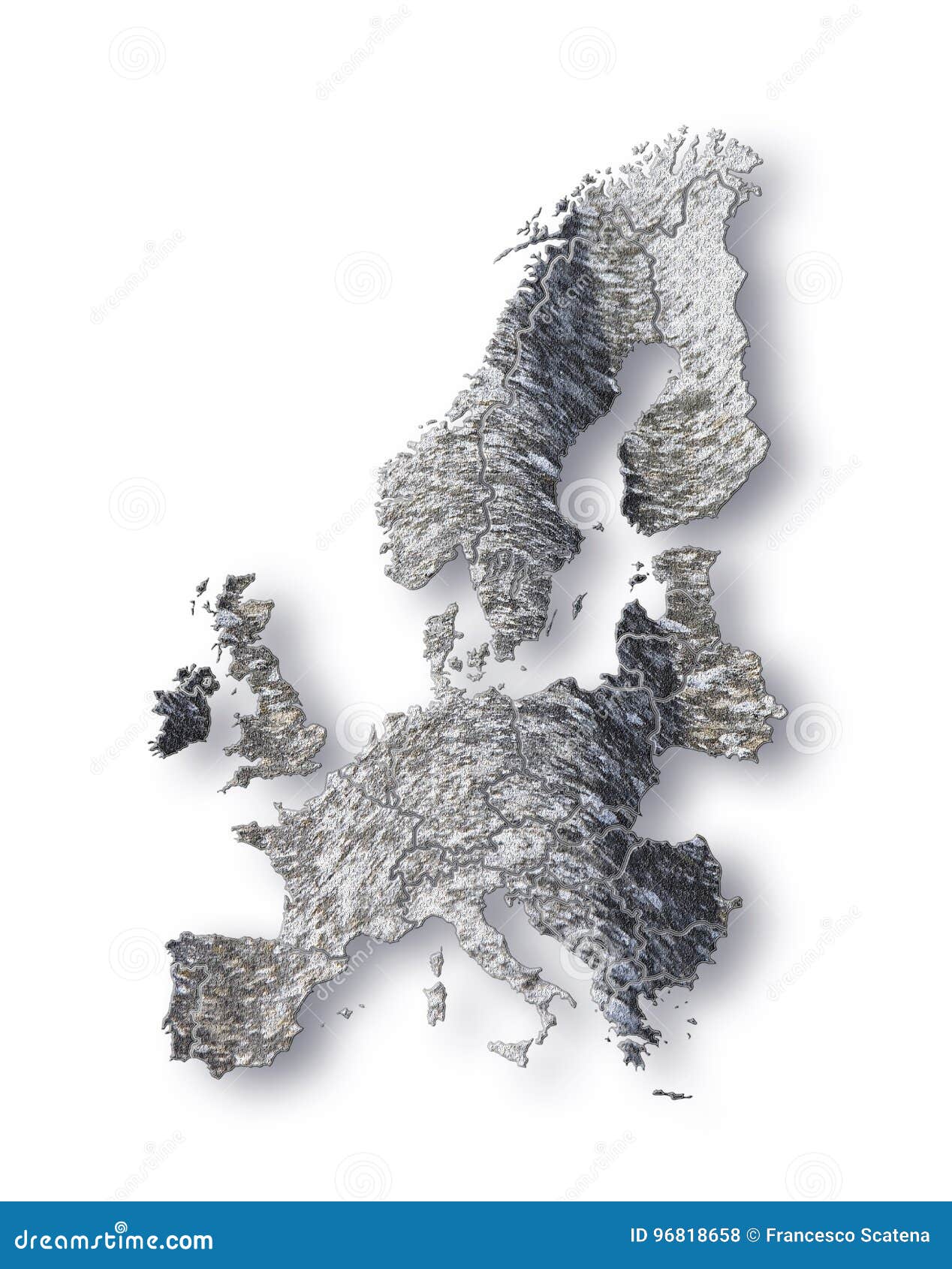 europe map represented with asbestos graphics on white background.