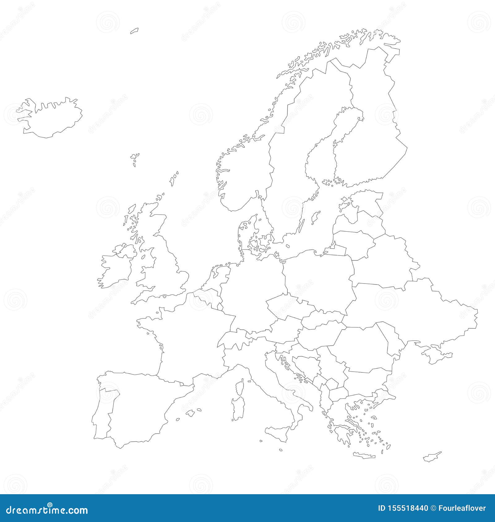 europe map black and white outline