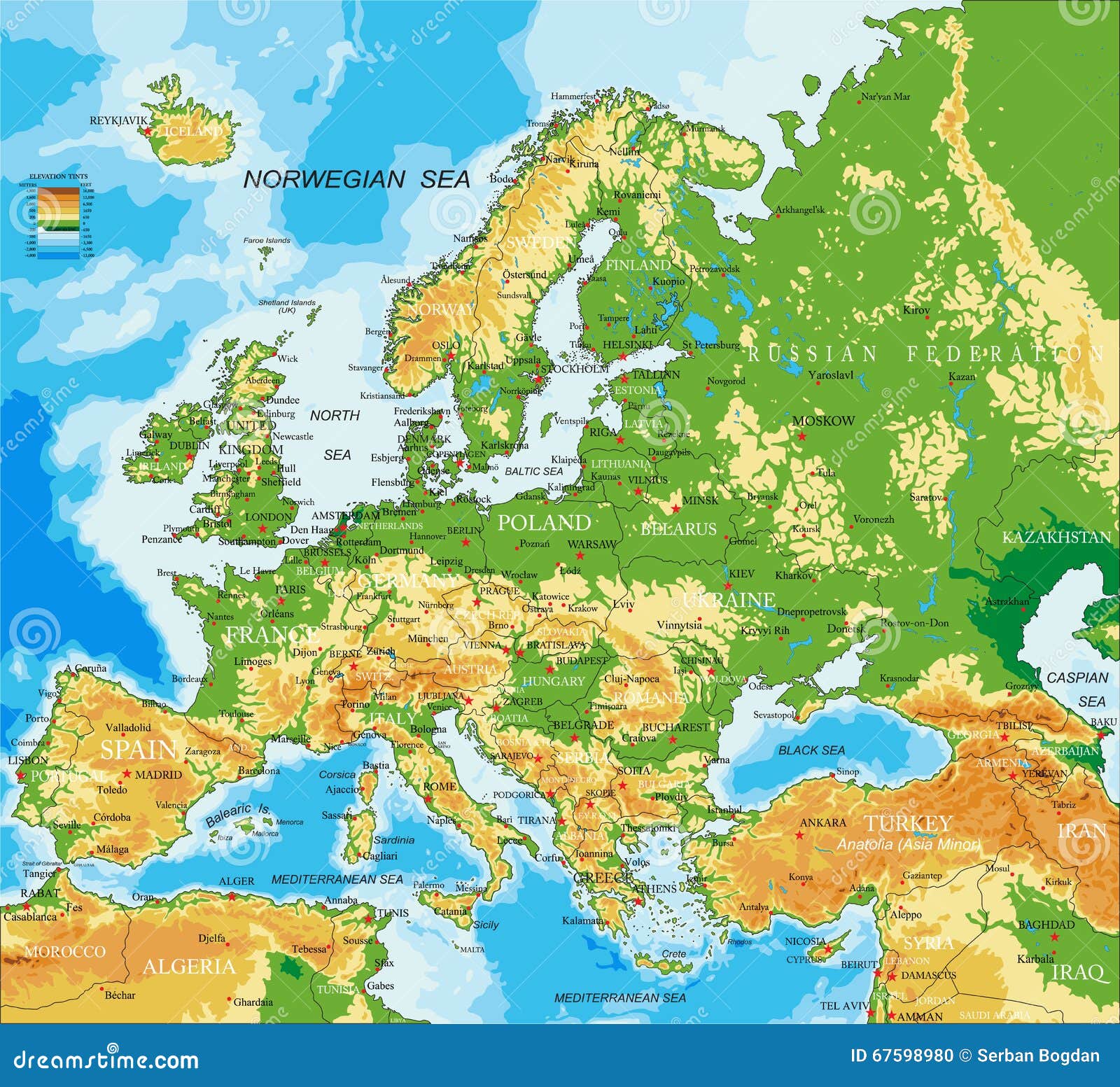 Europe Physical Map For Kids