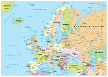 Europe Political Map and Roads Stock Vector - Illustration of europe ...