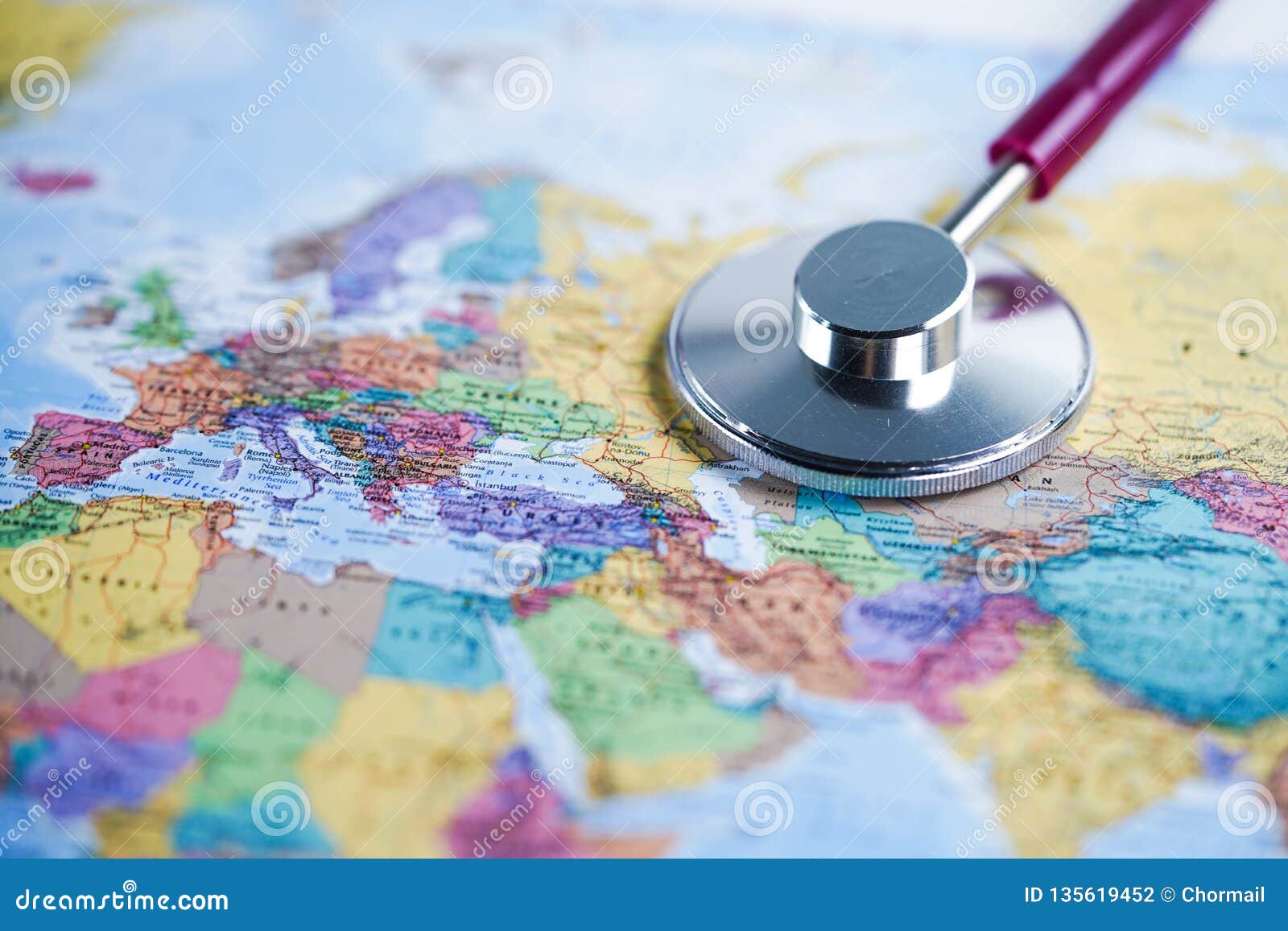 Europe Stethoscope with Globe World Map Stock Photo Image of desk
