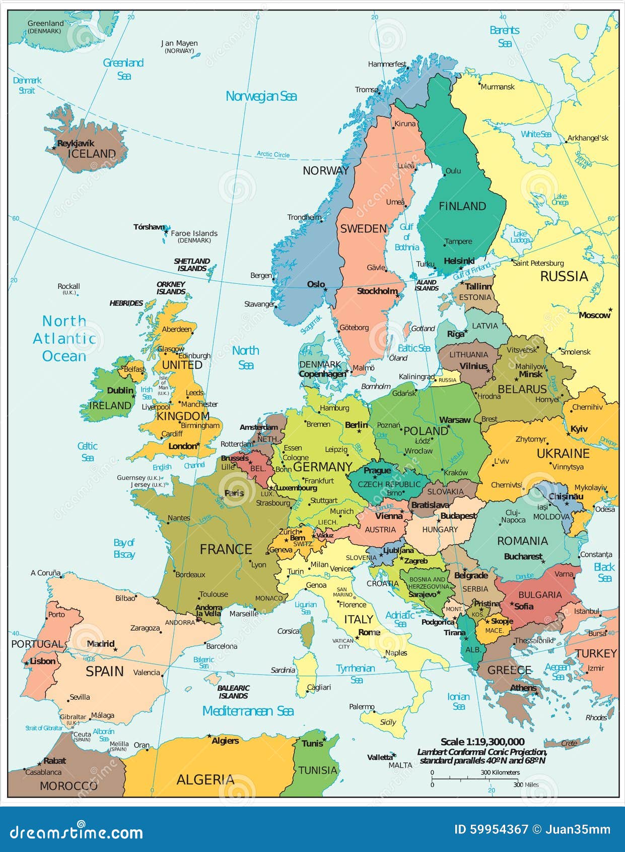 Europe Region Political Divisions Map Stock Illustration - Illustration ...