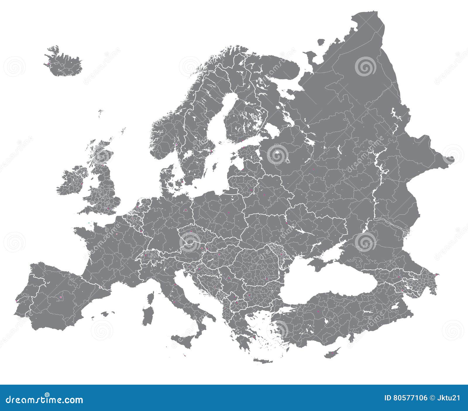 europe  high detailed political map with regions borders. all s separated in detachable layers