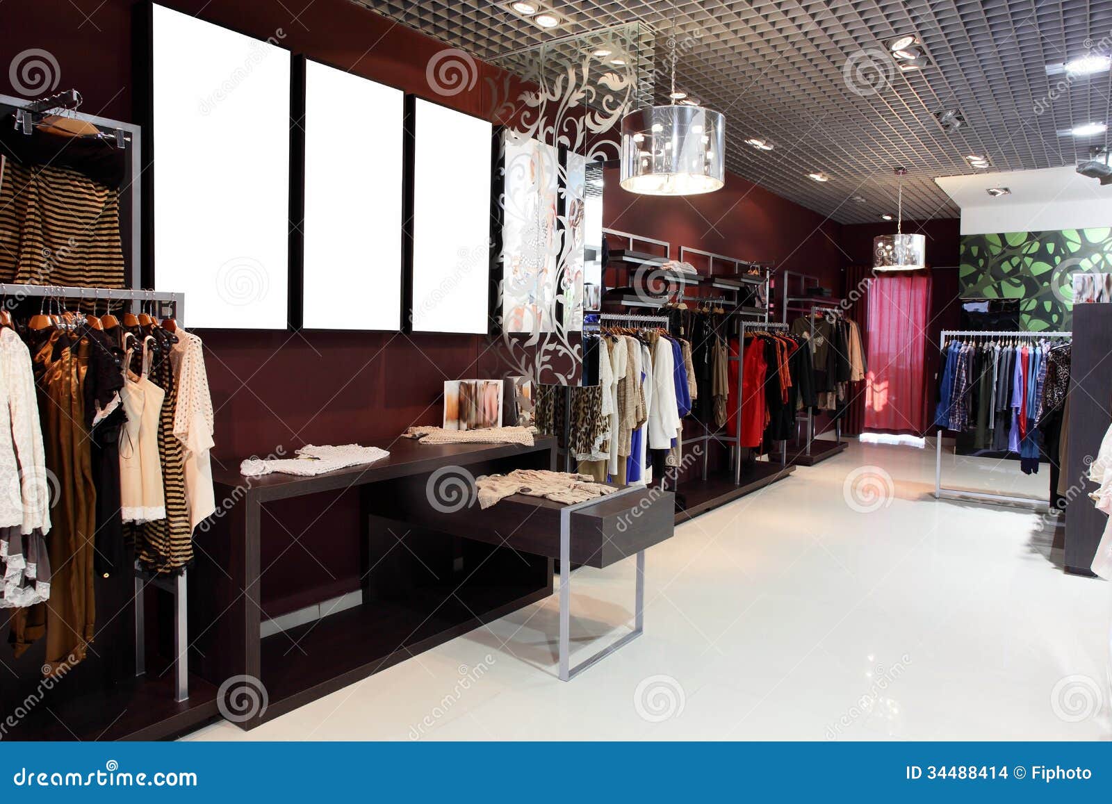 European Brand New Clothes Shop Stock Photo - Image of black, design ...