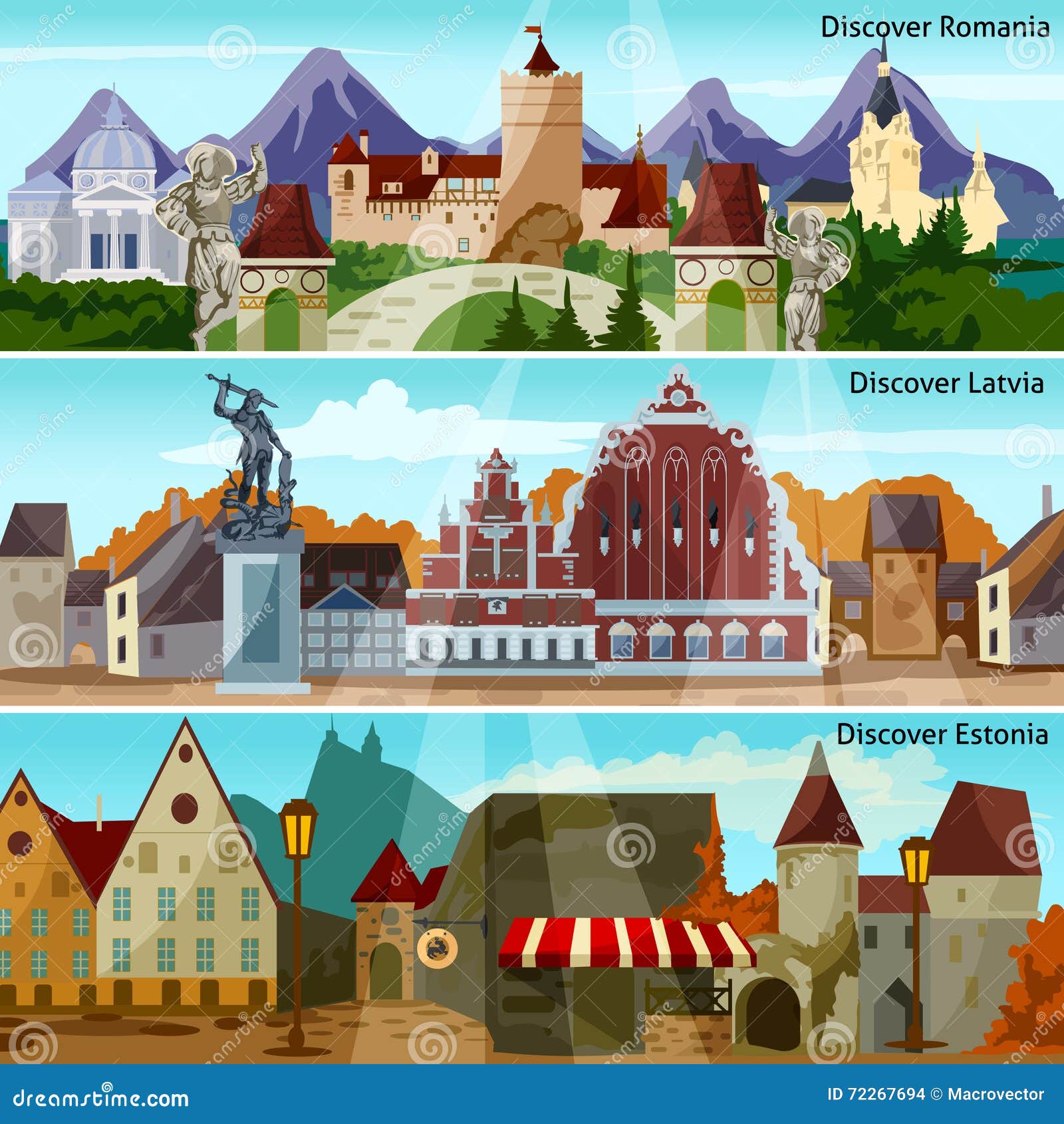 european cityscapes banners set