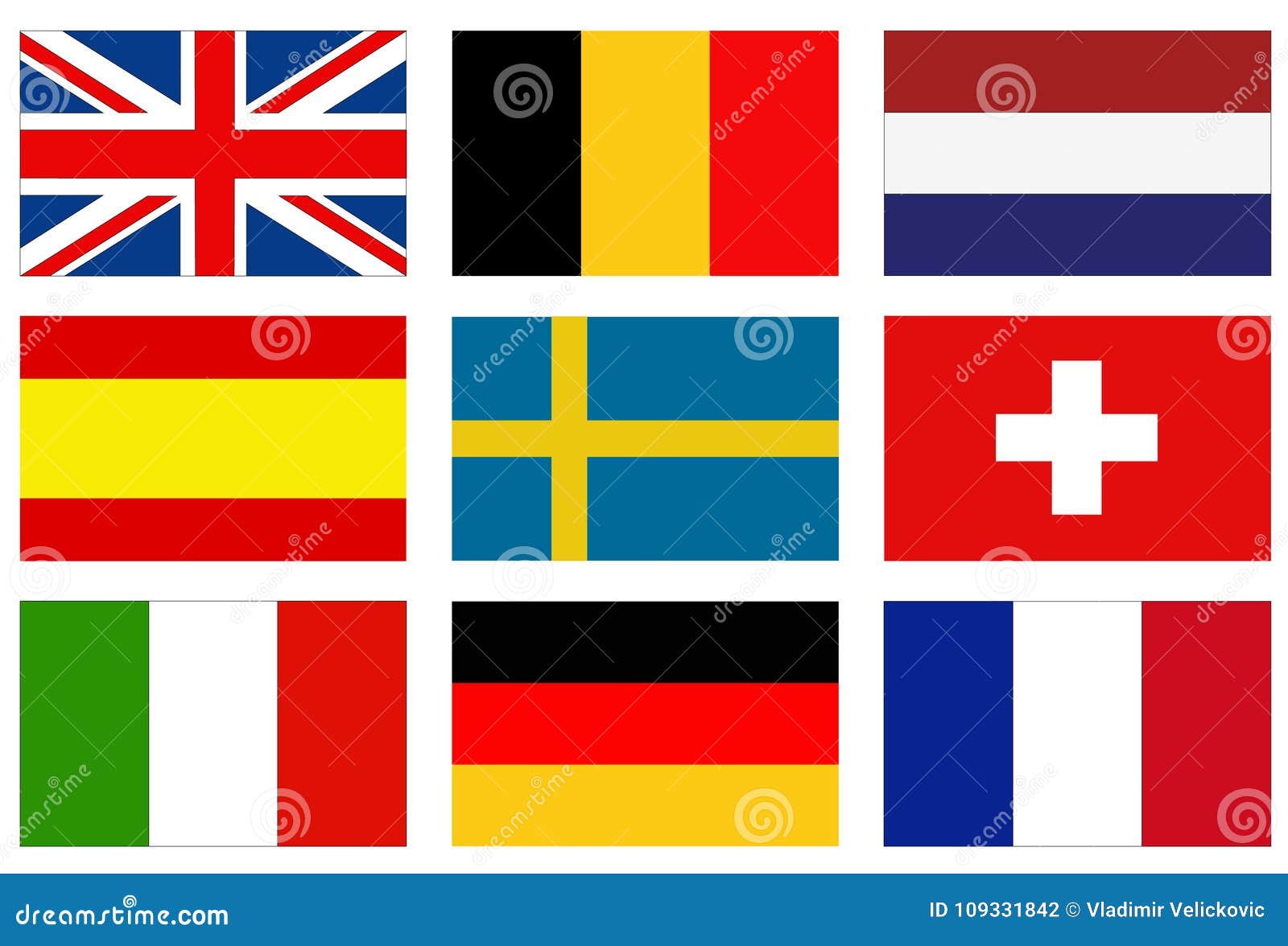 European Flags Flags of European Sovereign States Stock Vector