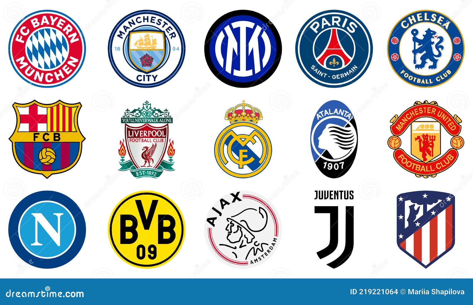 European Football Clubs Logo Editorial Stock Image - Illustration of ...