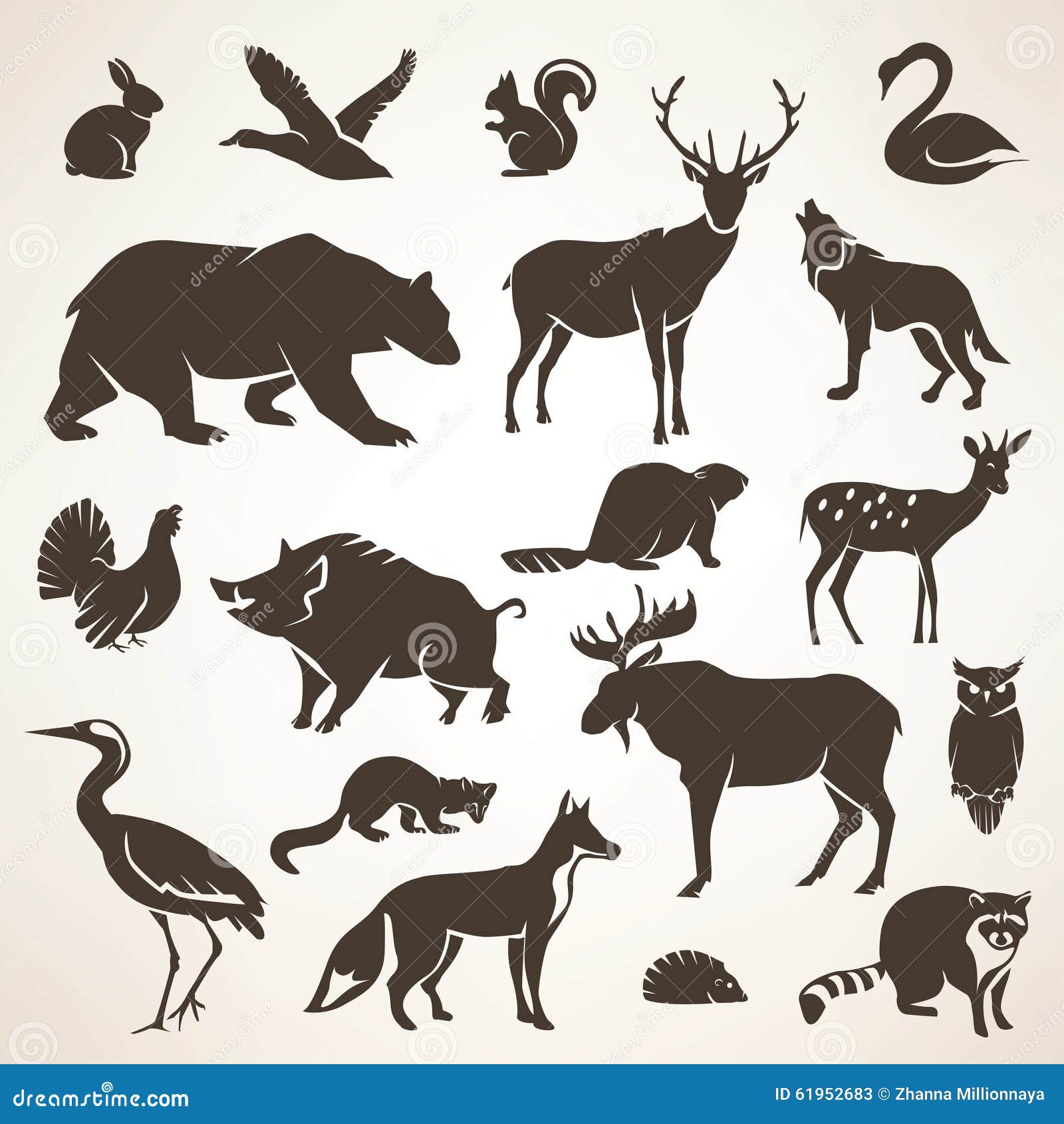 european forrest wild animals collection