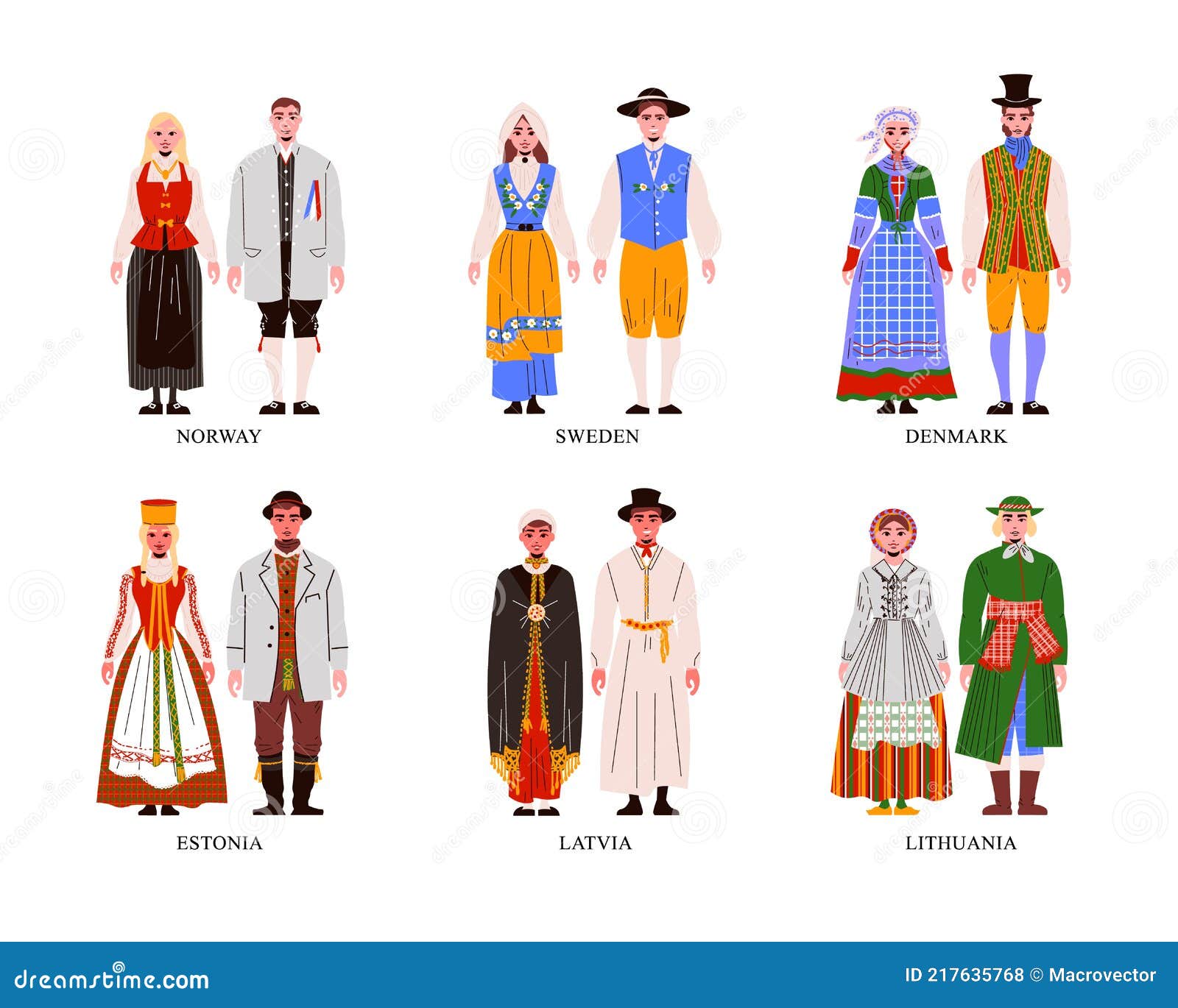 European National Costume Set Stock Vector - Illustration of estonia ...