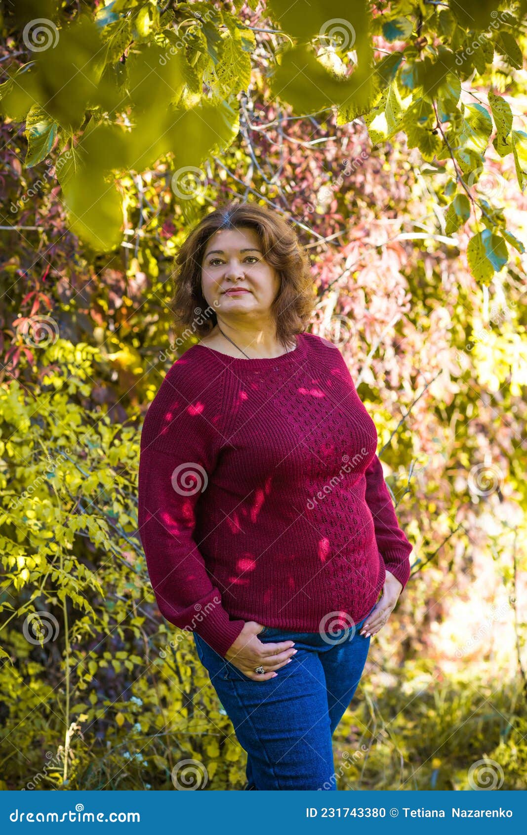 European Plus Size Woman at Nature, Fashion for Ladies Stock Photo - Image  of hair, attractive: 231743380