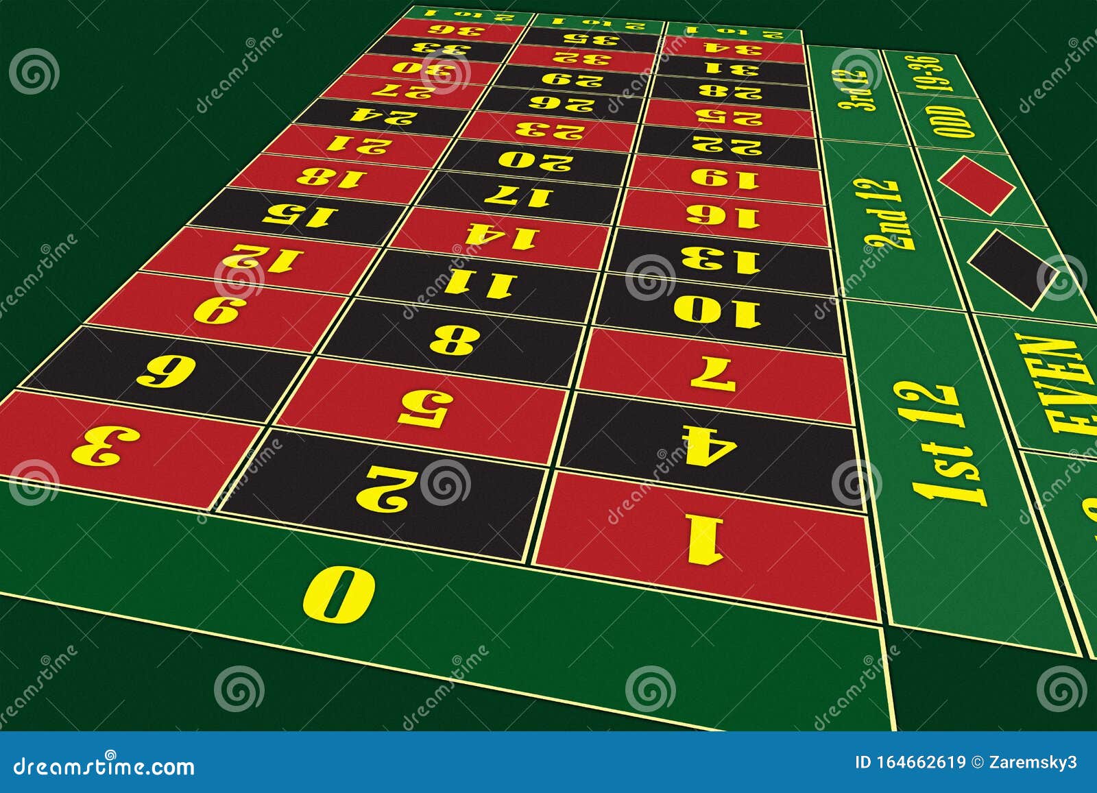 European Roulette Table Perspective Raster Illustration Stock Image