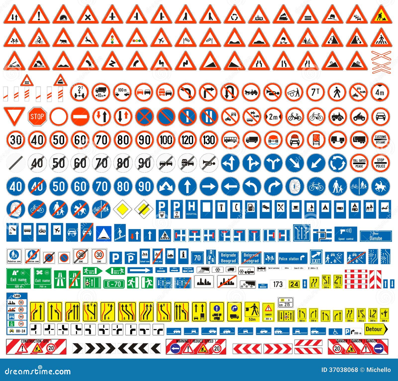 european traffic signs collection