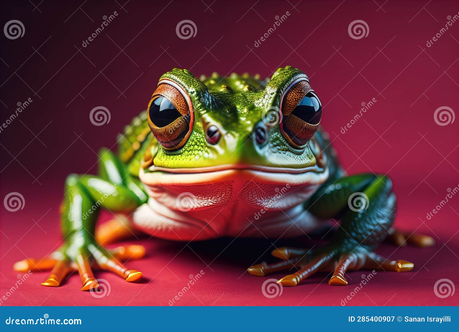 European Tree Frog, Hyla Arborea Isolated on Solid Colour Background