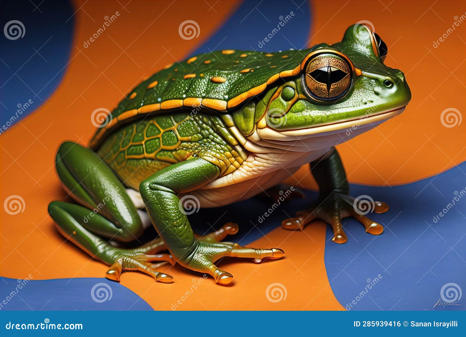 European Tree Frog, Hyla Arborea Isolated on Solid Colour Background