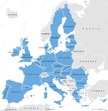 European Union Countries, English Labeling, Political Map Stock Vector ...